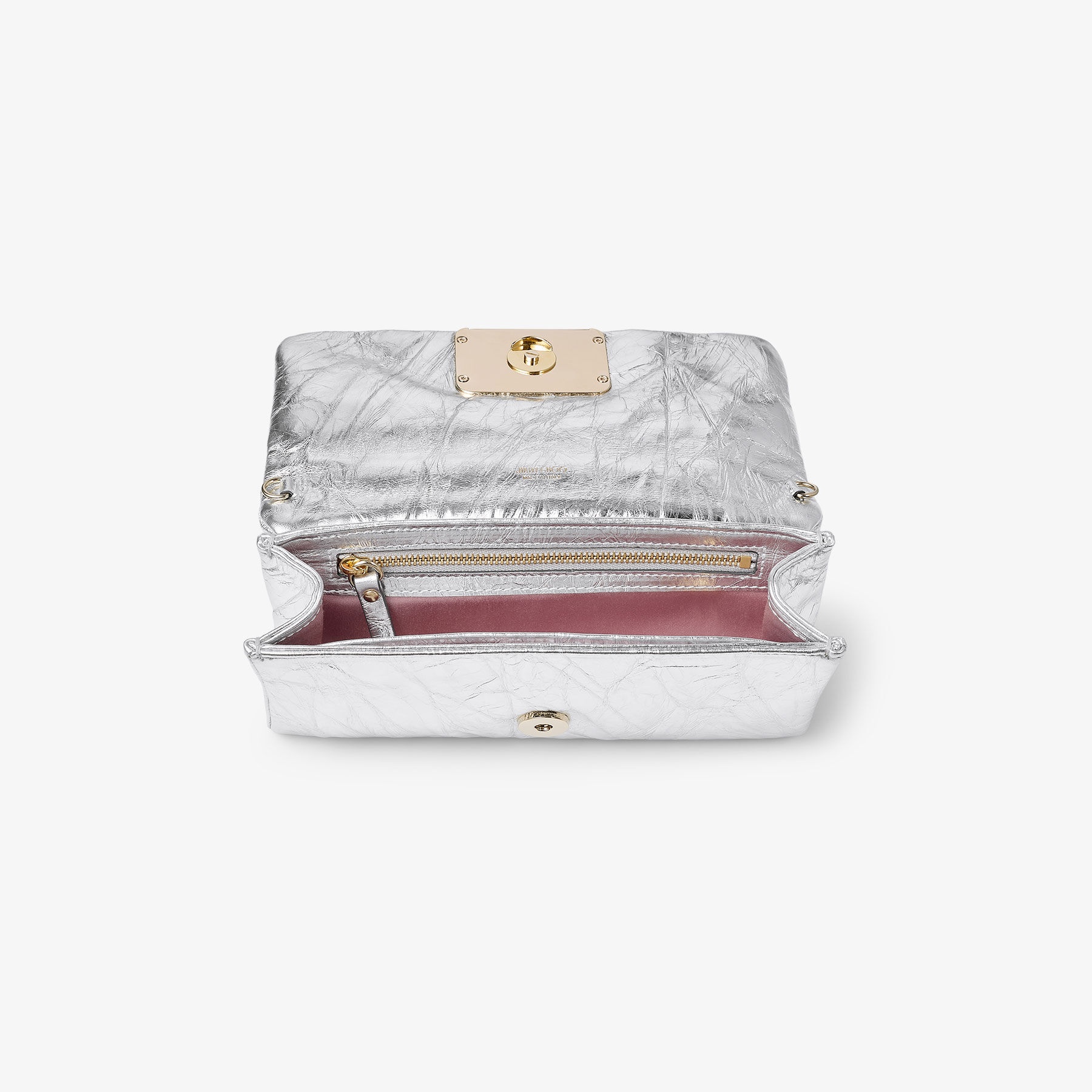 Edie Wallet With Chain
Silver Vintage Metallic Leather Mini Bag - 5