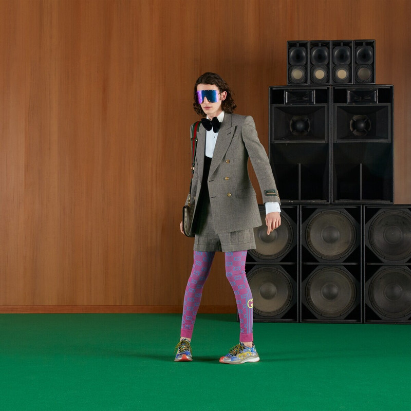 GUCCI Prince of Wales wool linen shorts outlook