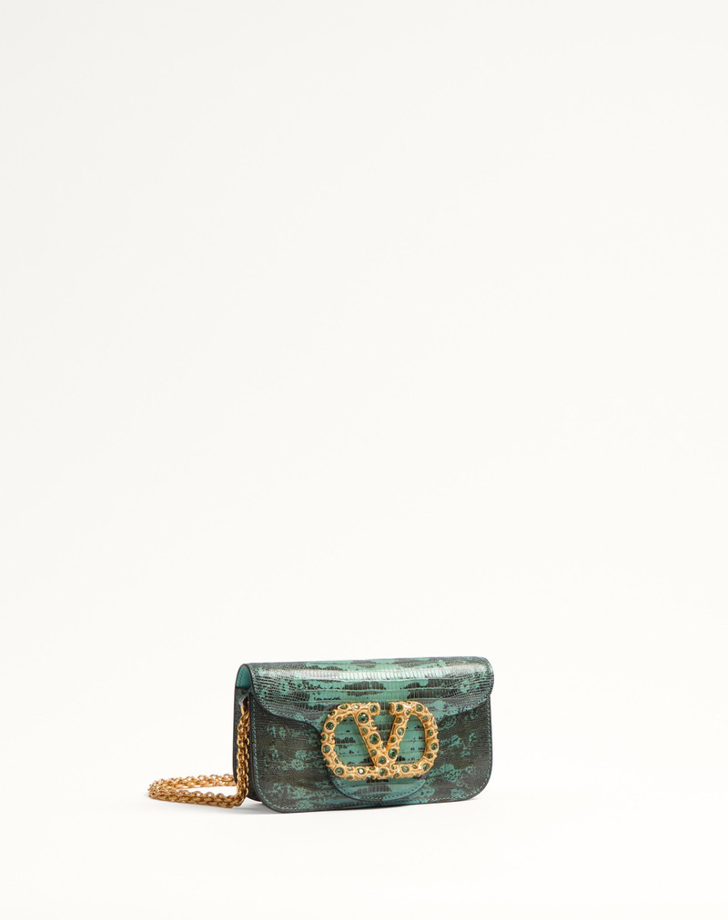 VALENTINO GARAVANI LOCÒ SMALL SHOULDER BAG IN TEJUS WITH JEWEL LOGO 3