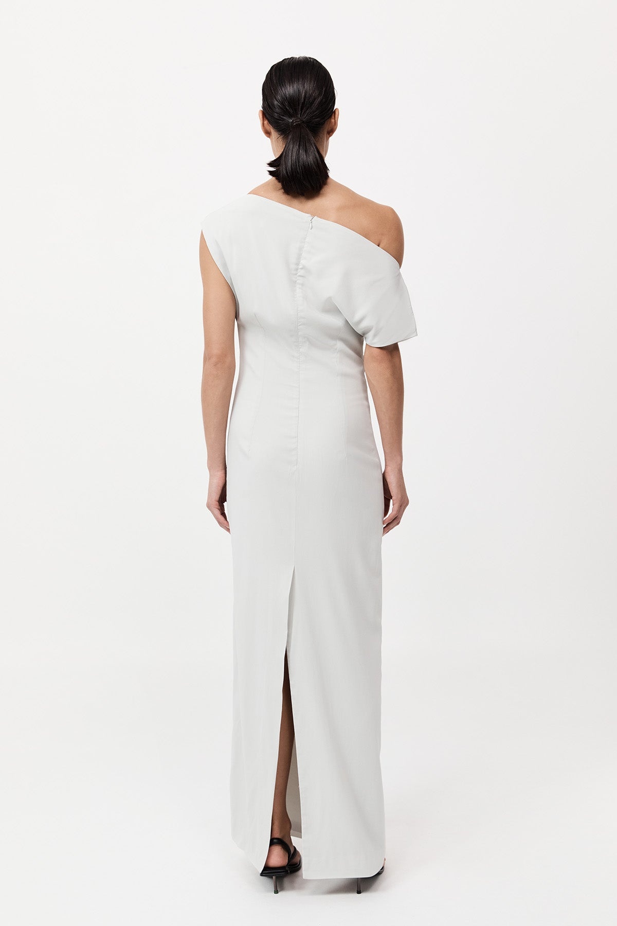 Asymmetric Off Shoulder Dress - Sliver - 6