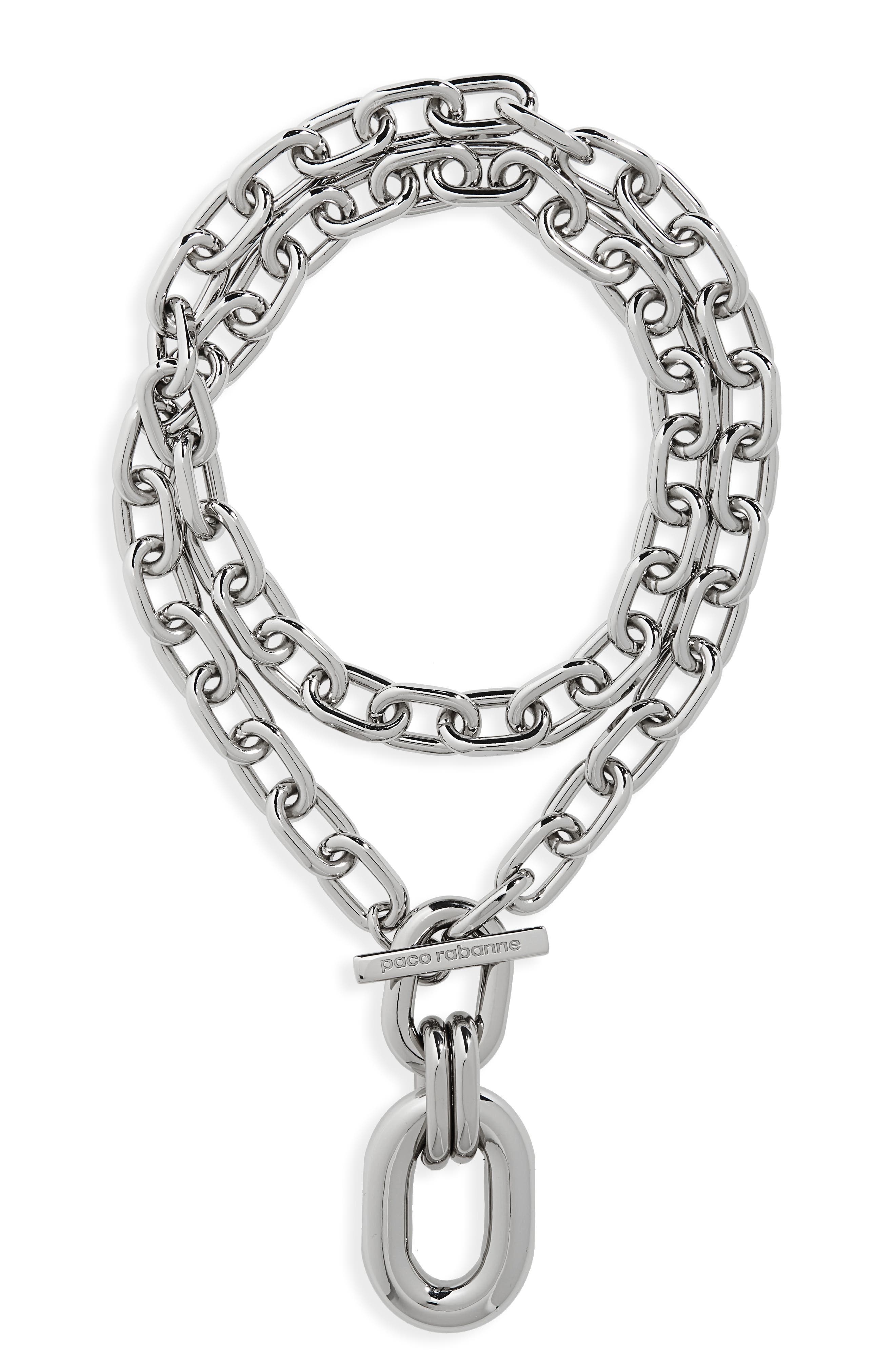 Rabanne XL Chunky Link Pendant Necklace in P040 Silver at Nordstrom - 1