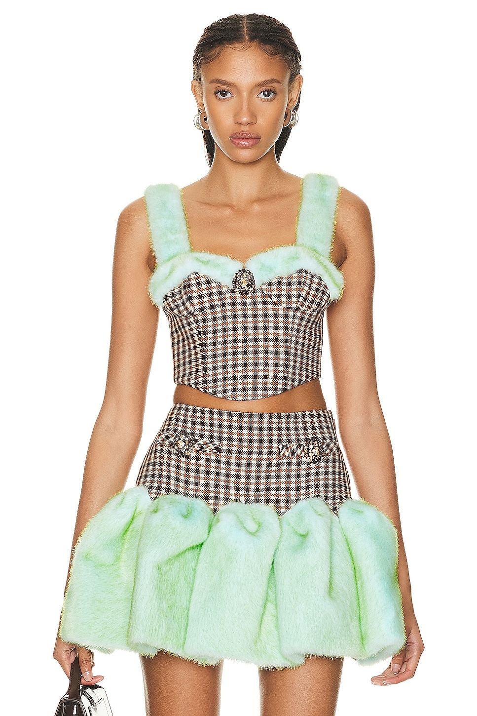 Faux Fur Trim Bustier Top - 1