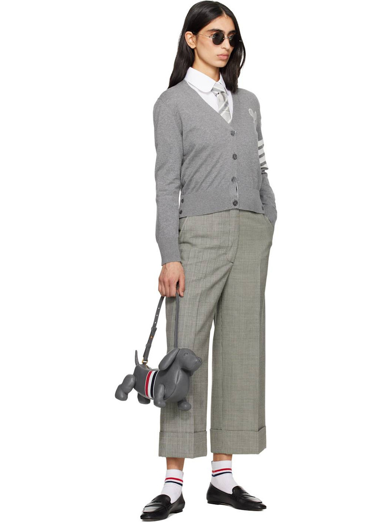 Thom Browne Gray Tennis Racquets 4-Bar Cotton V-Neck Cardigan outlook