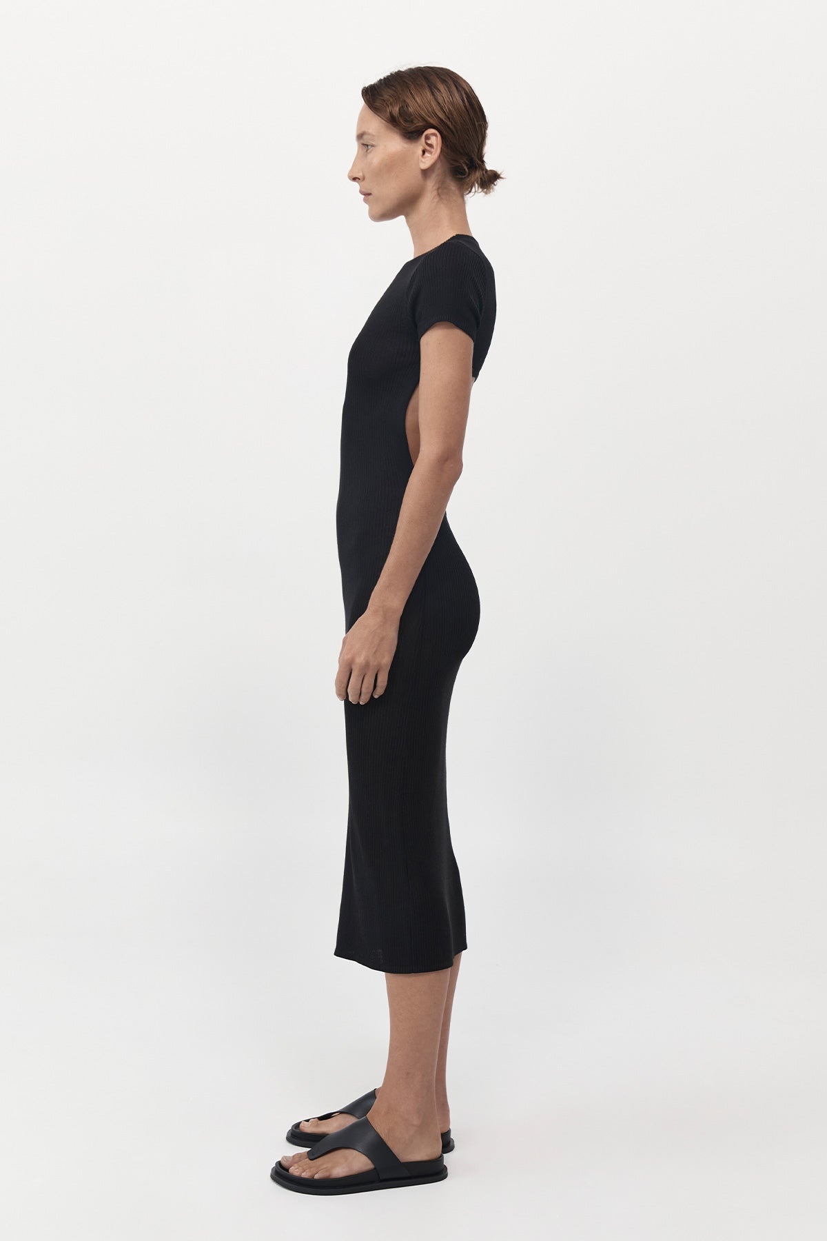 Cut Out Knit Dress - Black - 3