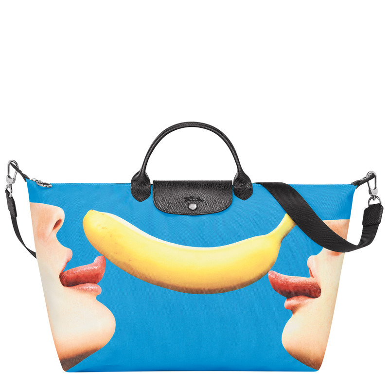 Longchamp x ToiletPaper S Travel bag Blue - Canvas 1