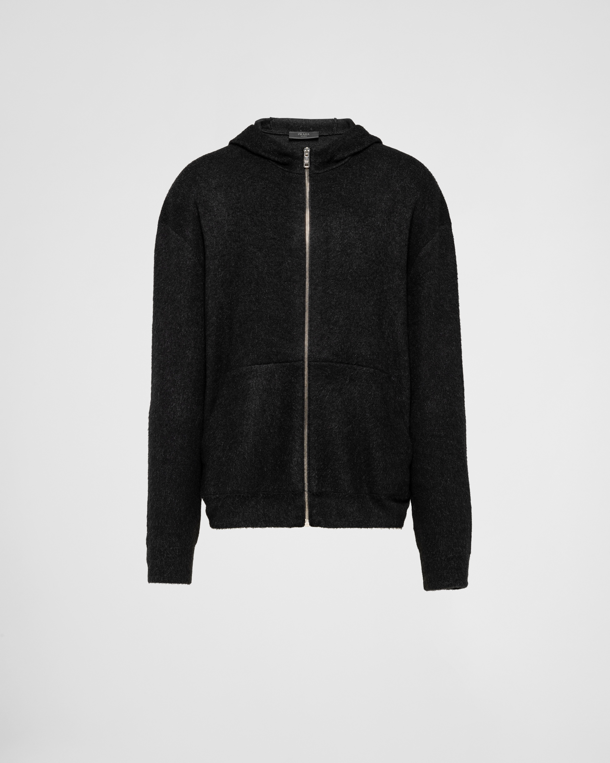 Cashmere knit zipper hoodie - 1