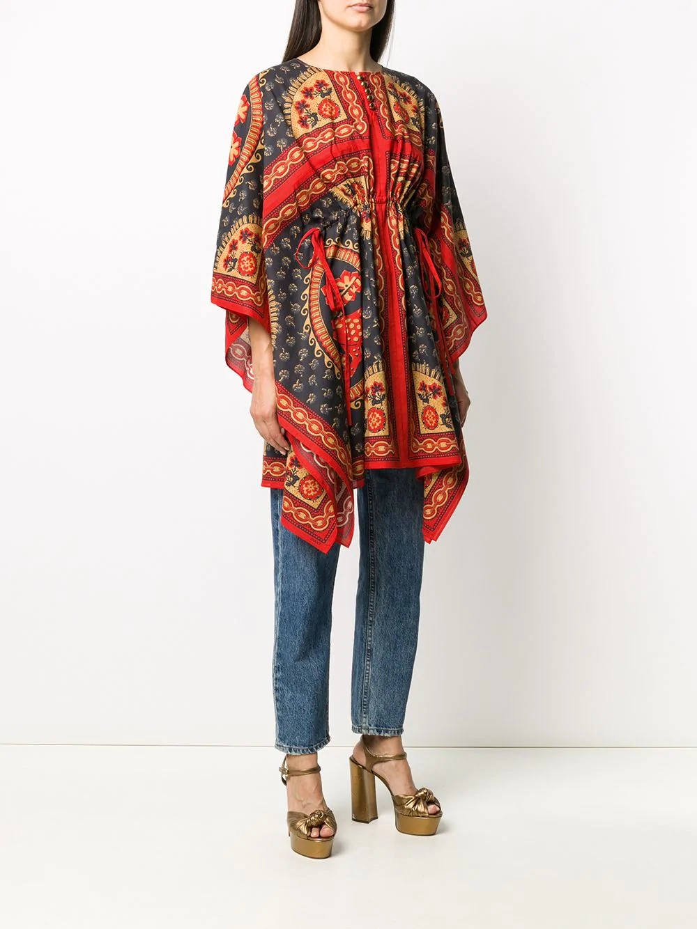 chain-link print asymmetric kaftan - 3