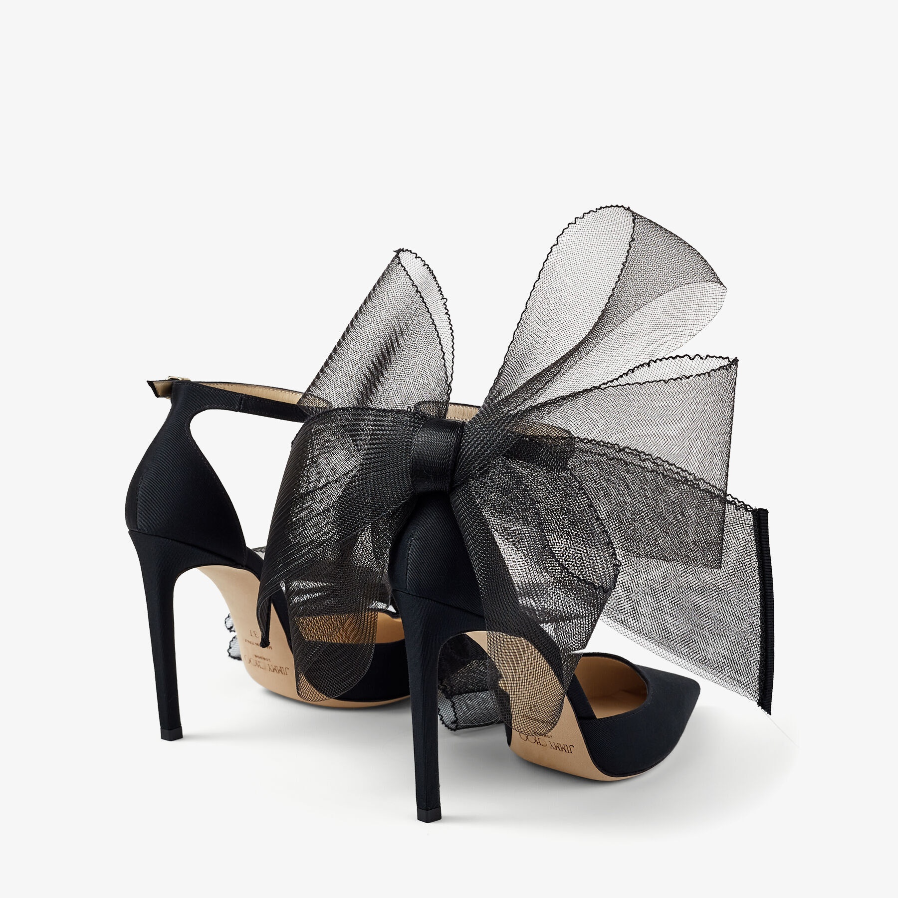 Averly 100
Black Pumps with Asymmetric Grosgrain Mesh Fascinator Bows - 7