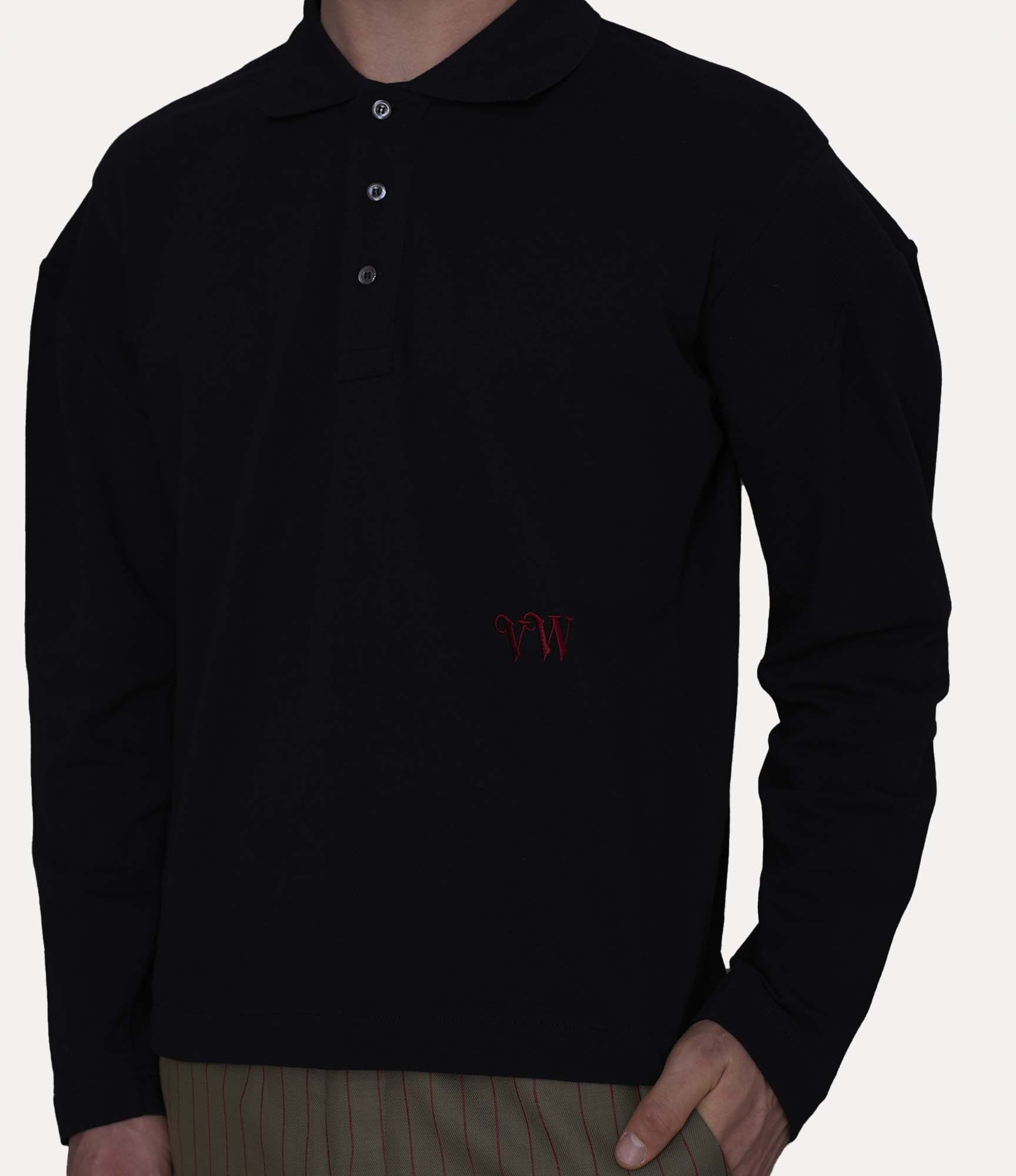 STRIPPED LONG SLEEVE CLASSIC POLO TOP - 4