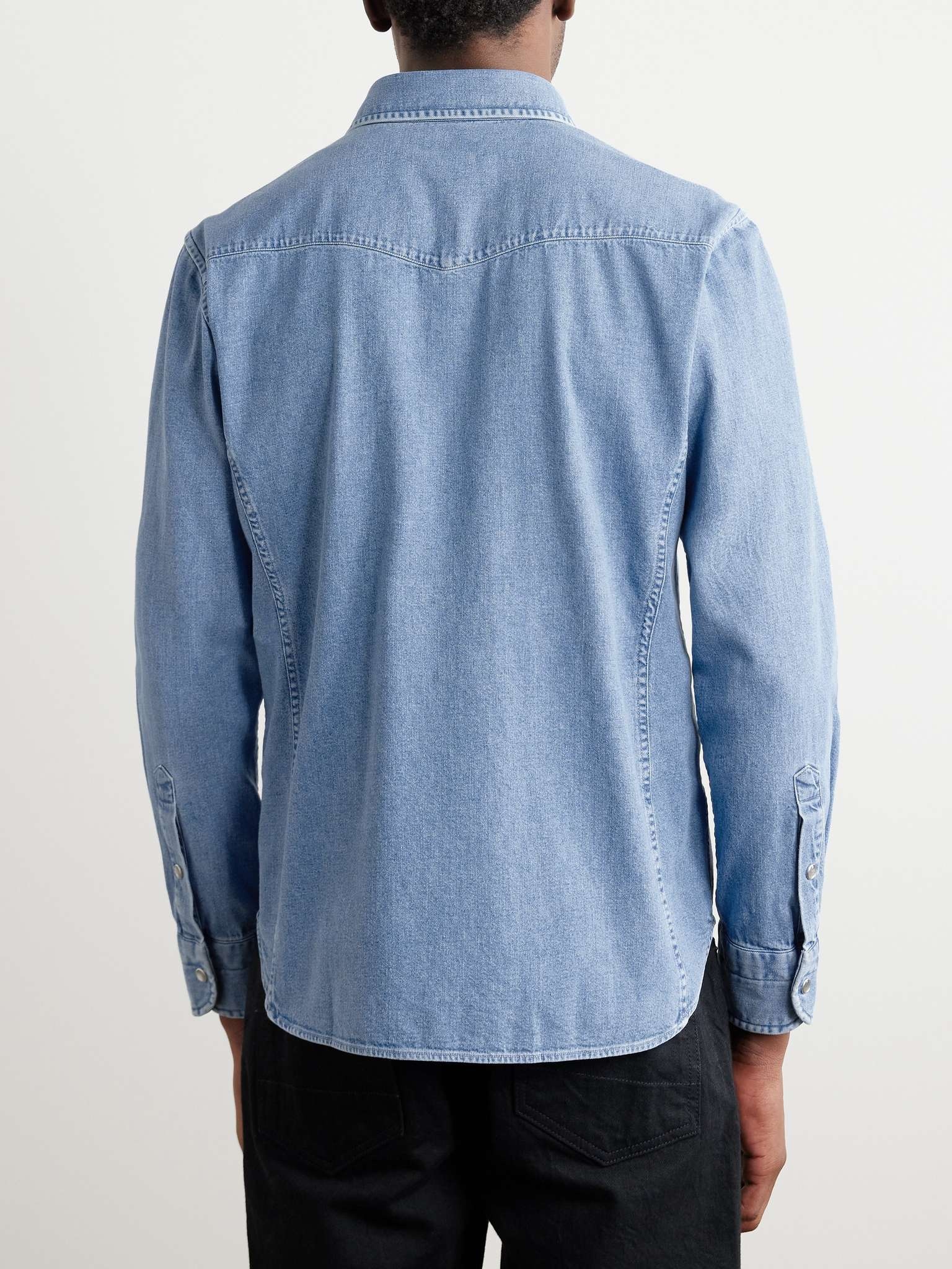 Slim-Fit Denim Western Shirt - 4