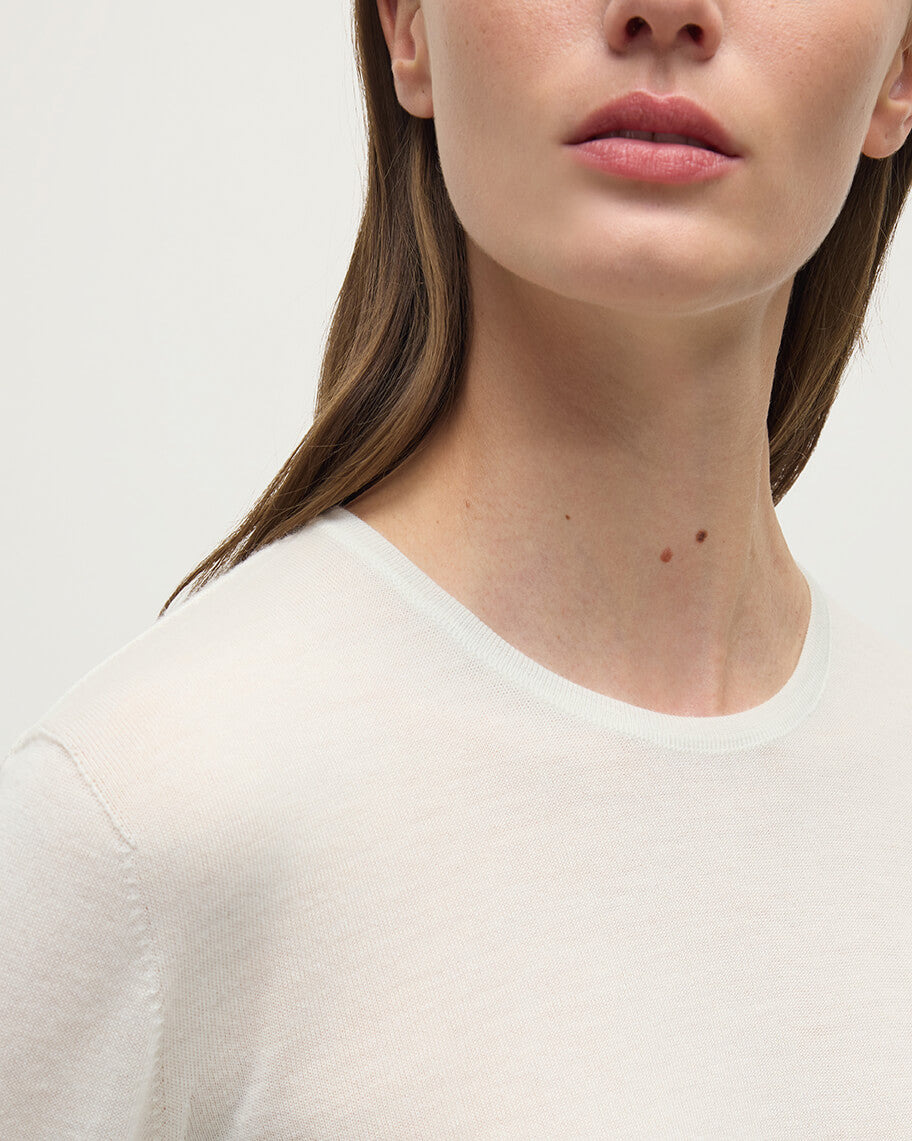 Superfine Cashmere White Jumper - 5
