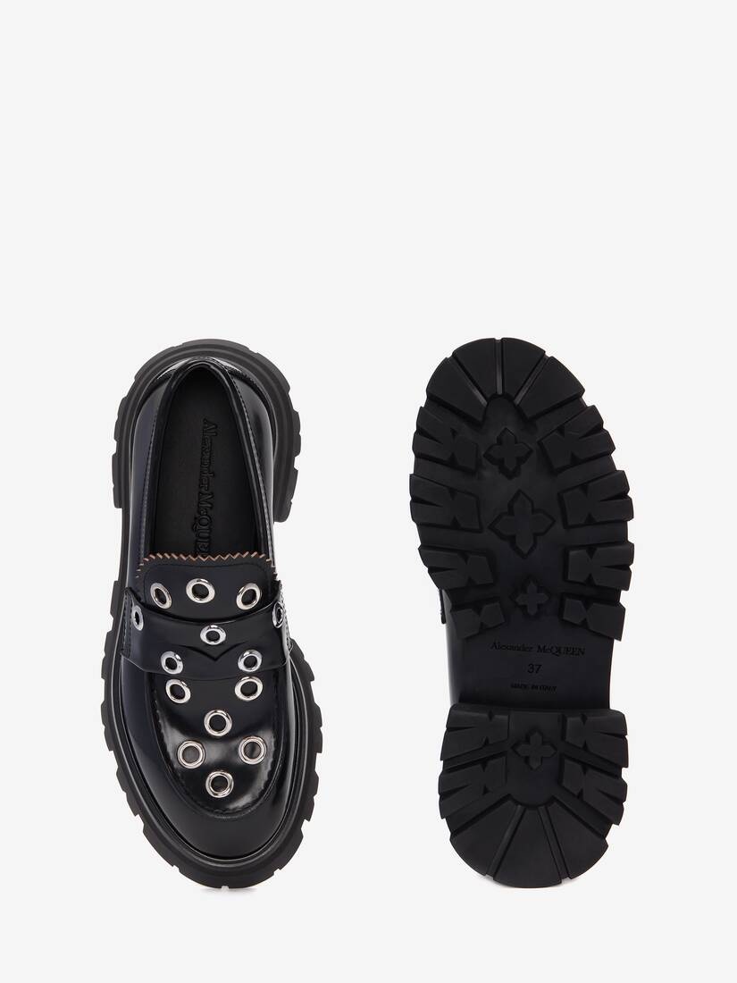 Women's Wander Eyelet Loafer in Black/silver - 4