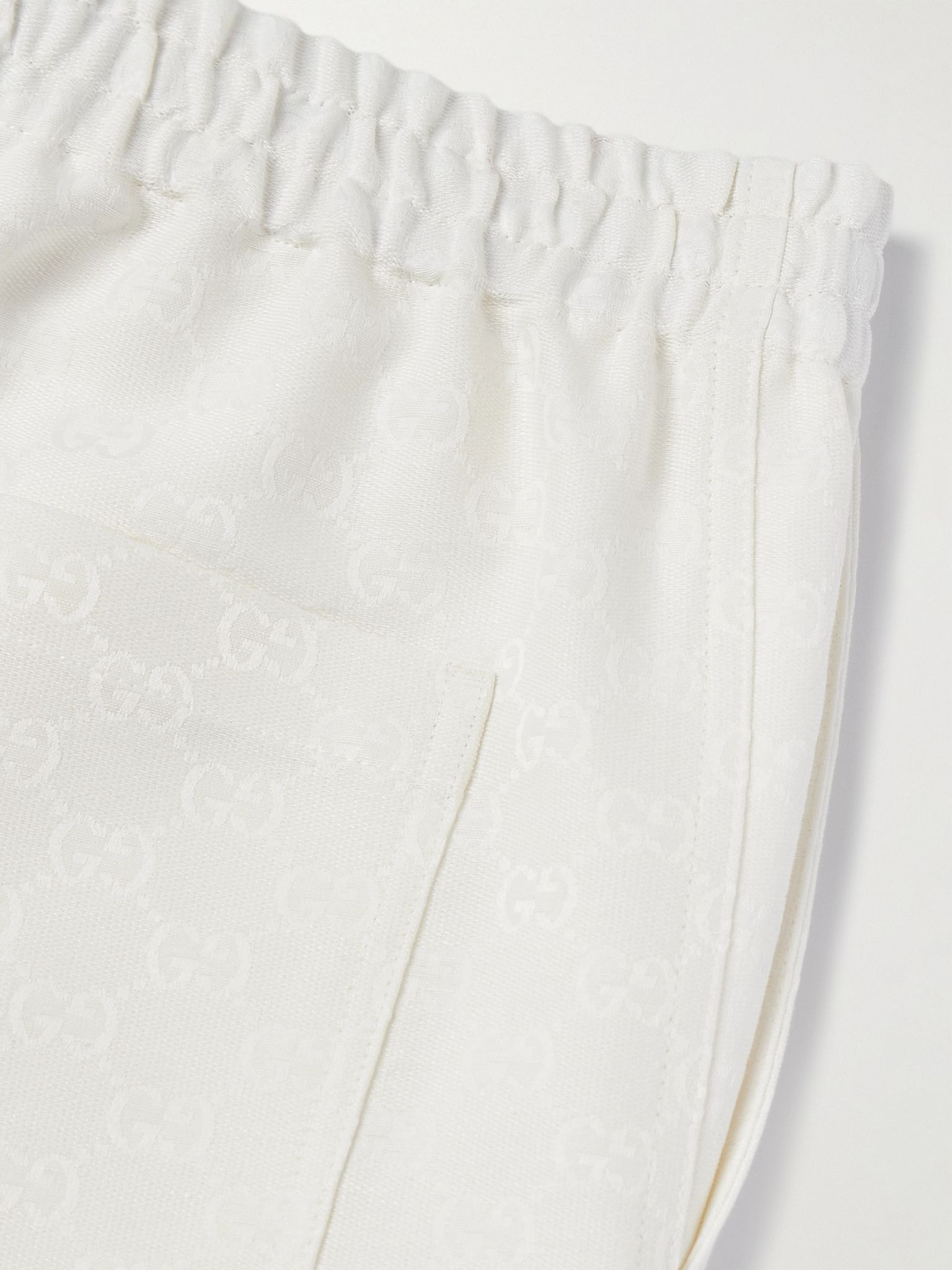 Straight-Leg Logo-Jacquard Linen-Blend Shorts White - 5