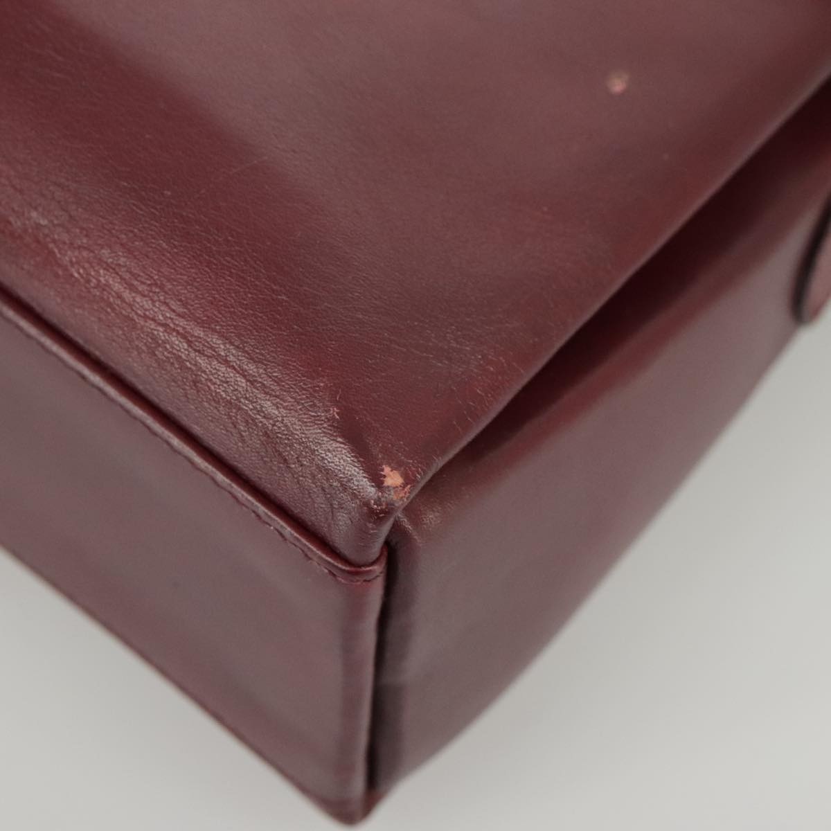 CELINE Shoulder Bag Leather Wine Red Gold - 12
