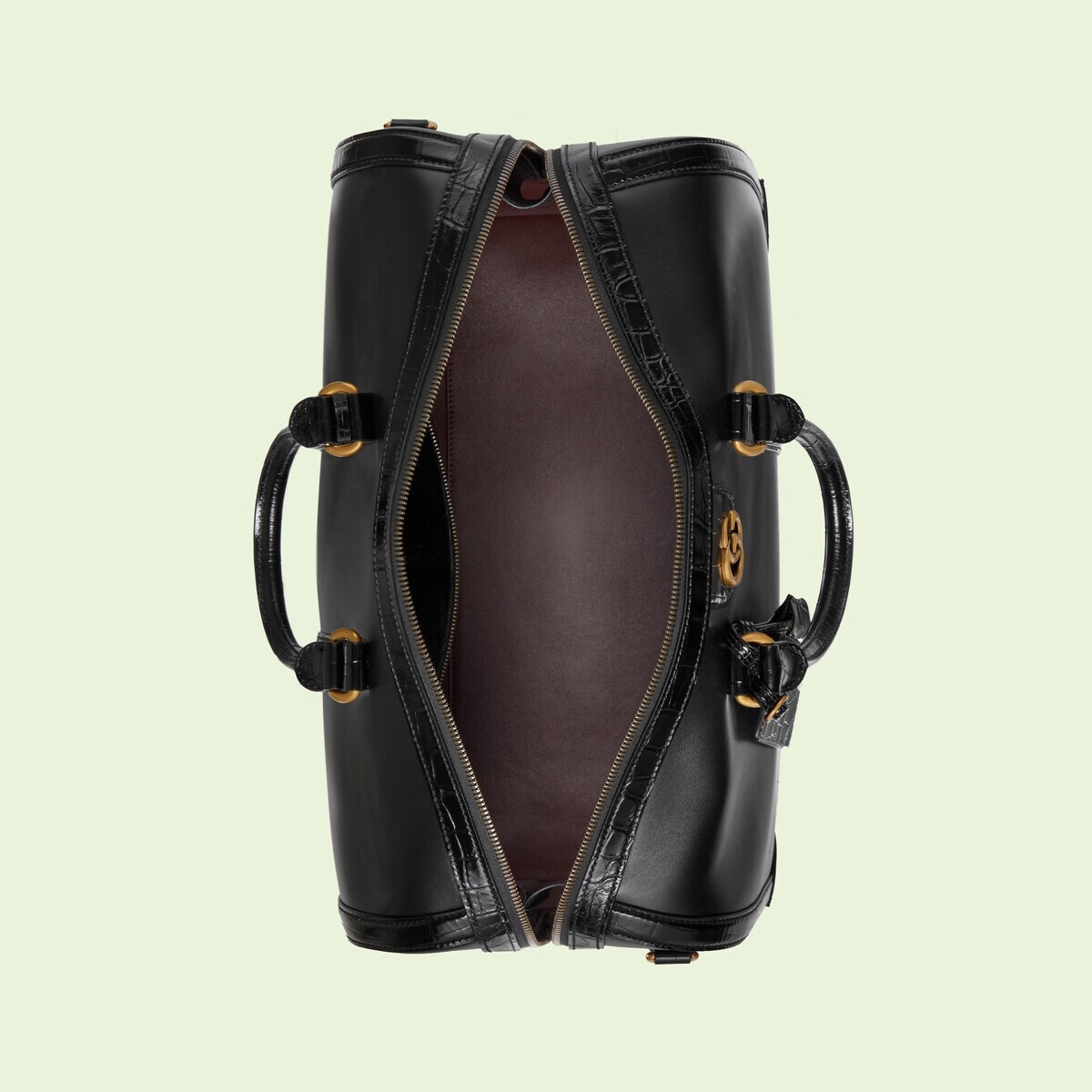 Crocodile trim duffle bag with Double G - 8