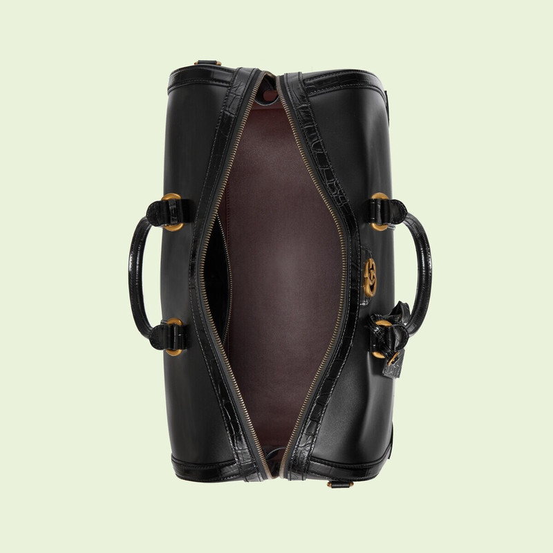 Crocodile trim duffle bag with Double G 8