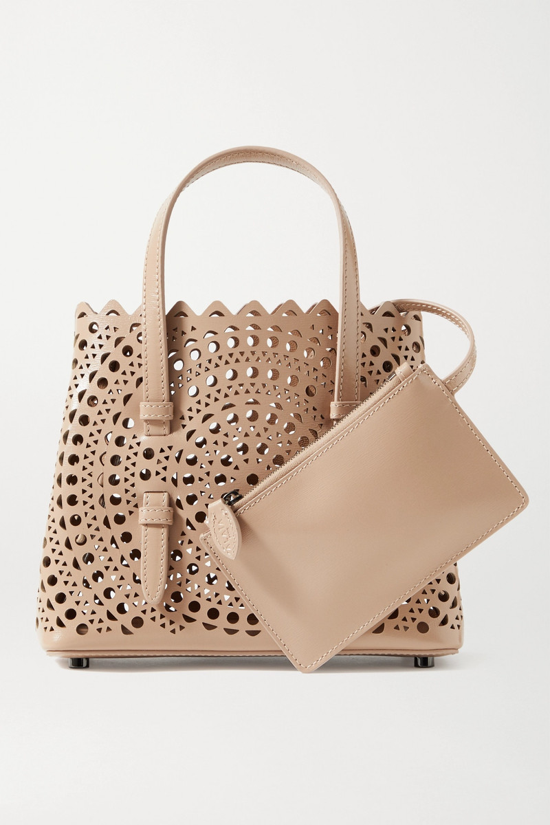 Mina 20 laser-cut leather tote 6