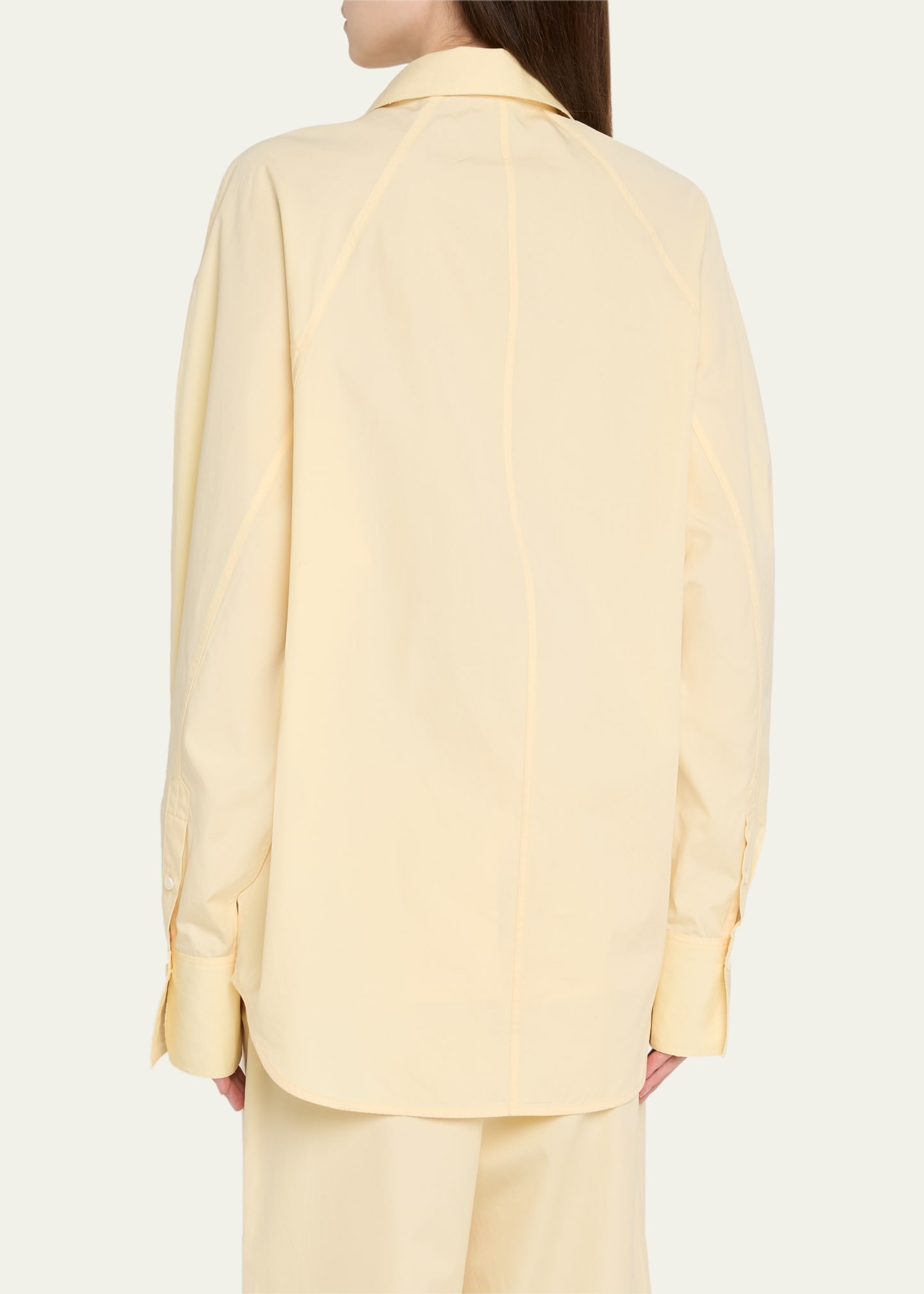Raw-Edge Raglan-Sleeve Button-Down Shirt - 3