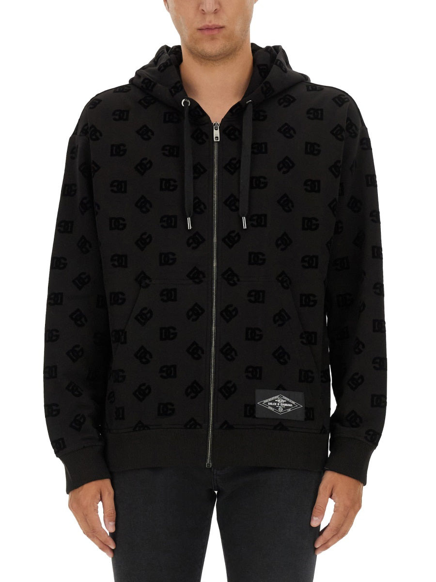 Dolce & Gabbana Men Sweatshirt With Allover Logo - 1