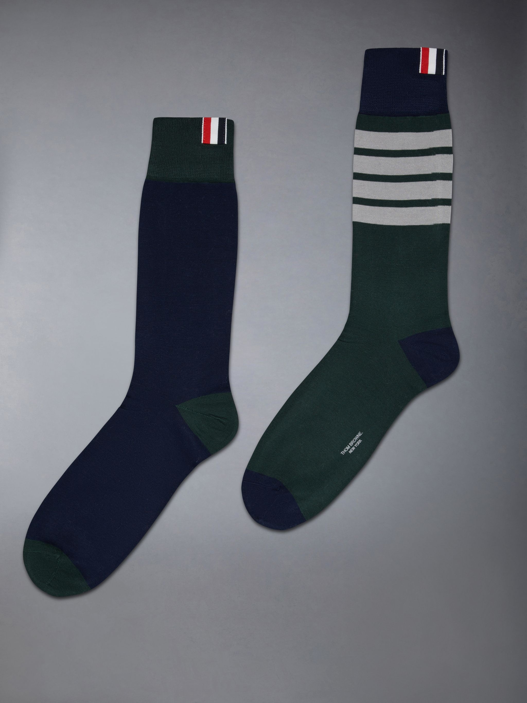 Fun-mix Cotton 4-bar Mid Calf Socks - 1