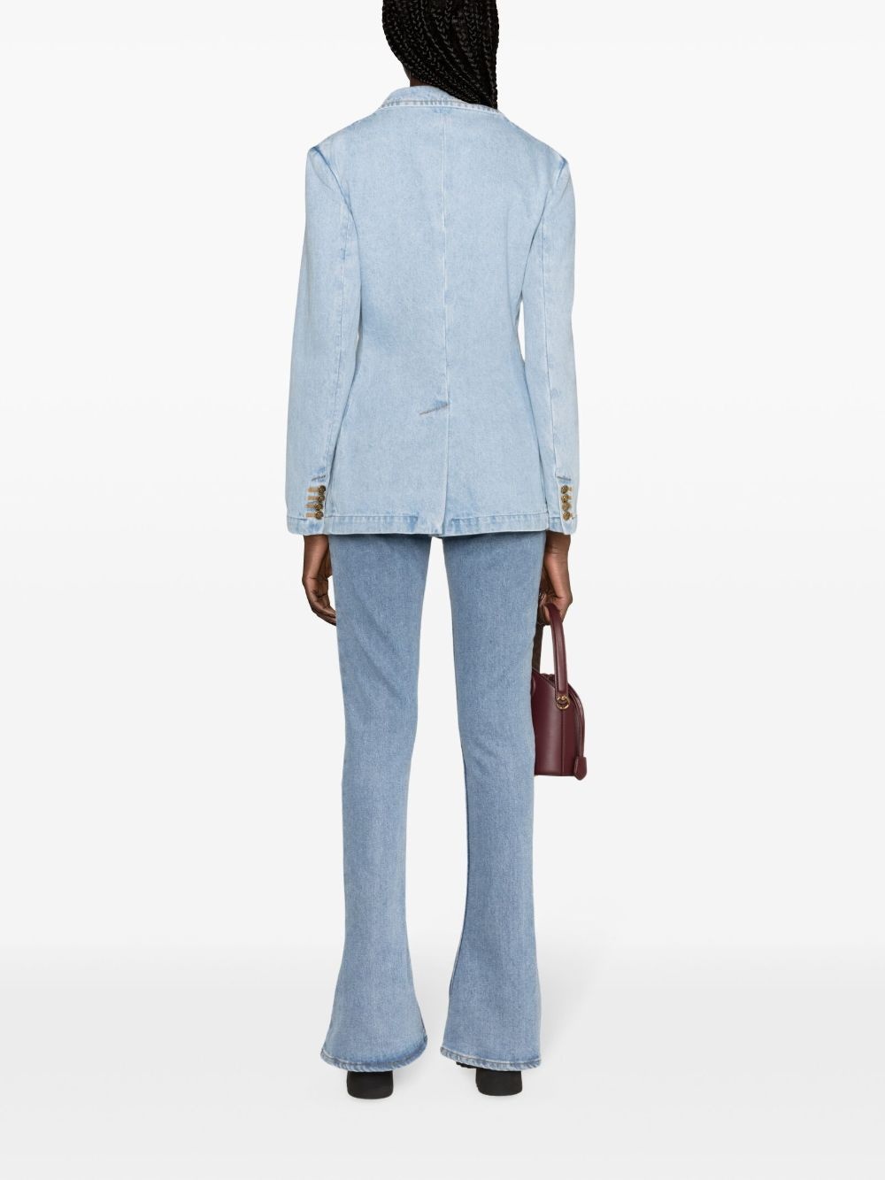 Pegaso-embroidered denim blazer - 4