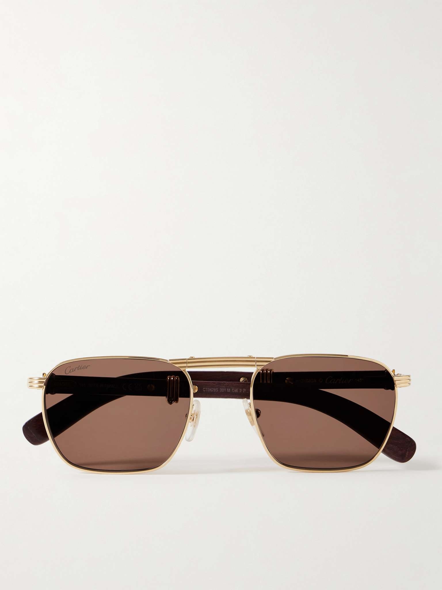 Première Square-Frame Gold-Tone and Wood Sunglasses - 1