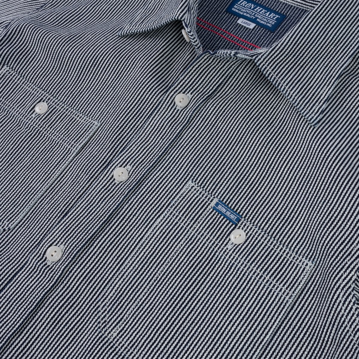 IHSH-366-IND 8oz Herringbone Hickory Stripe Work Shirt - Indigo - 11