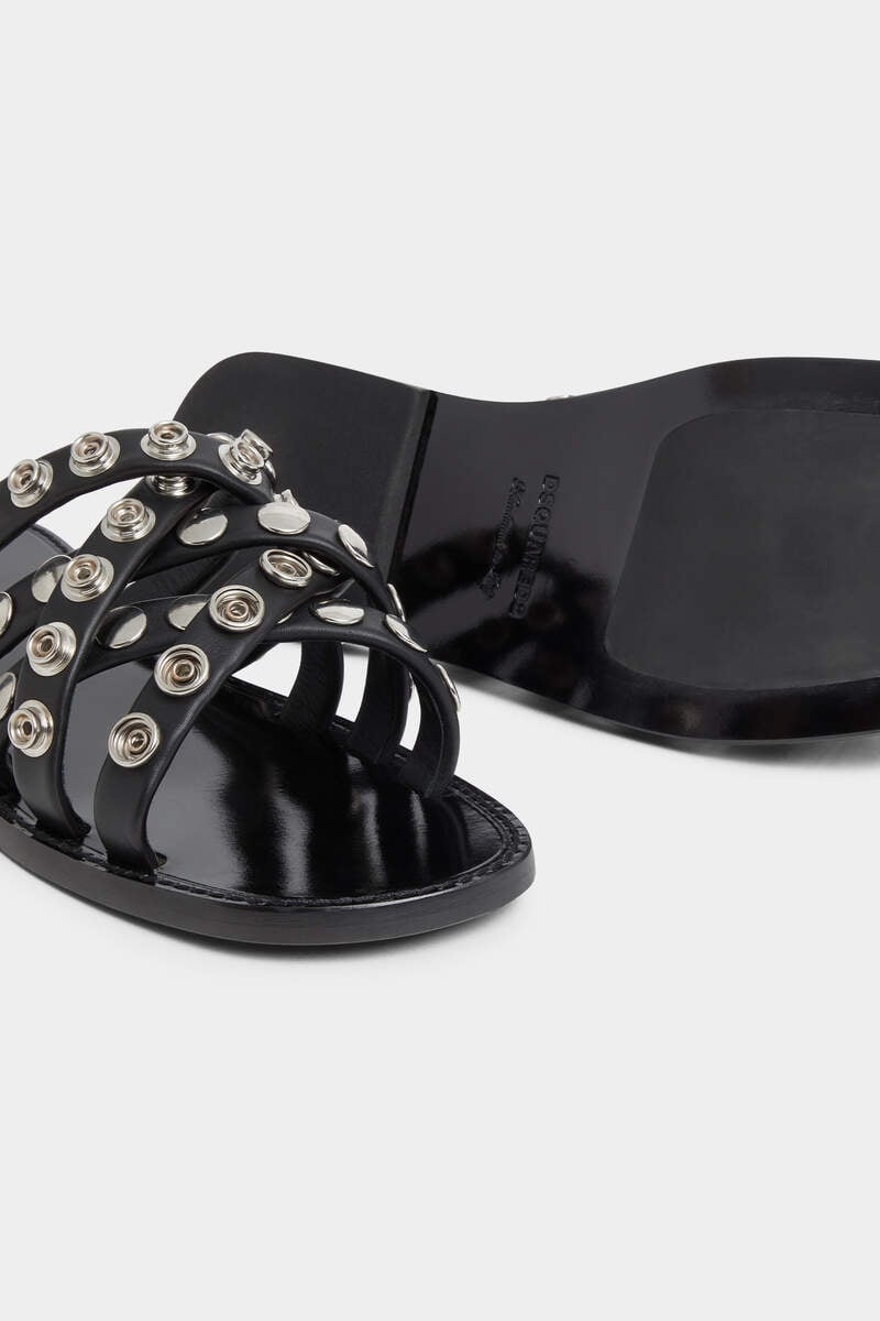 ALLOVER STUDS FLAT SANDALS - 5
