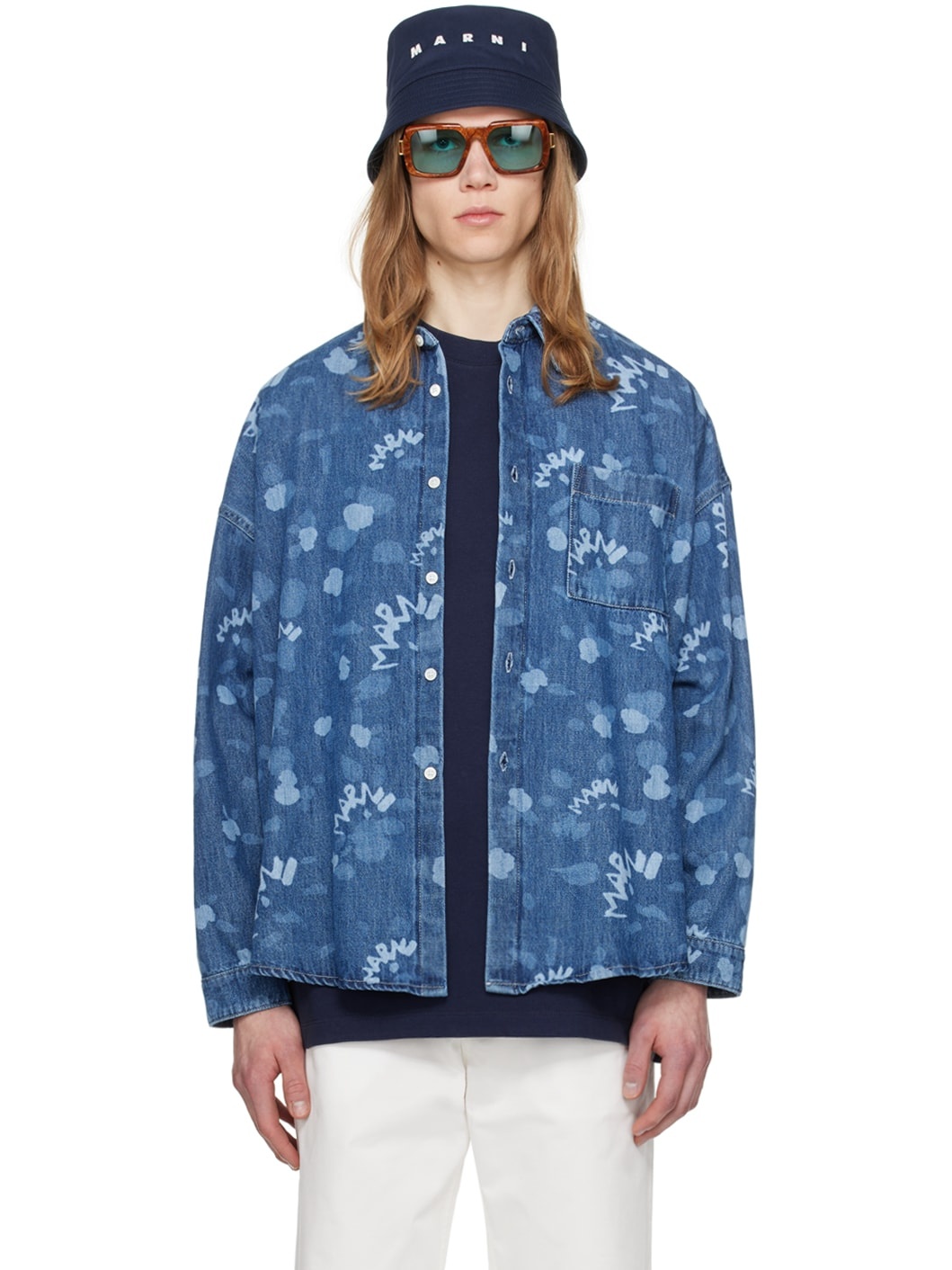 Blue Faded Denim Shirt - 1