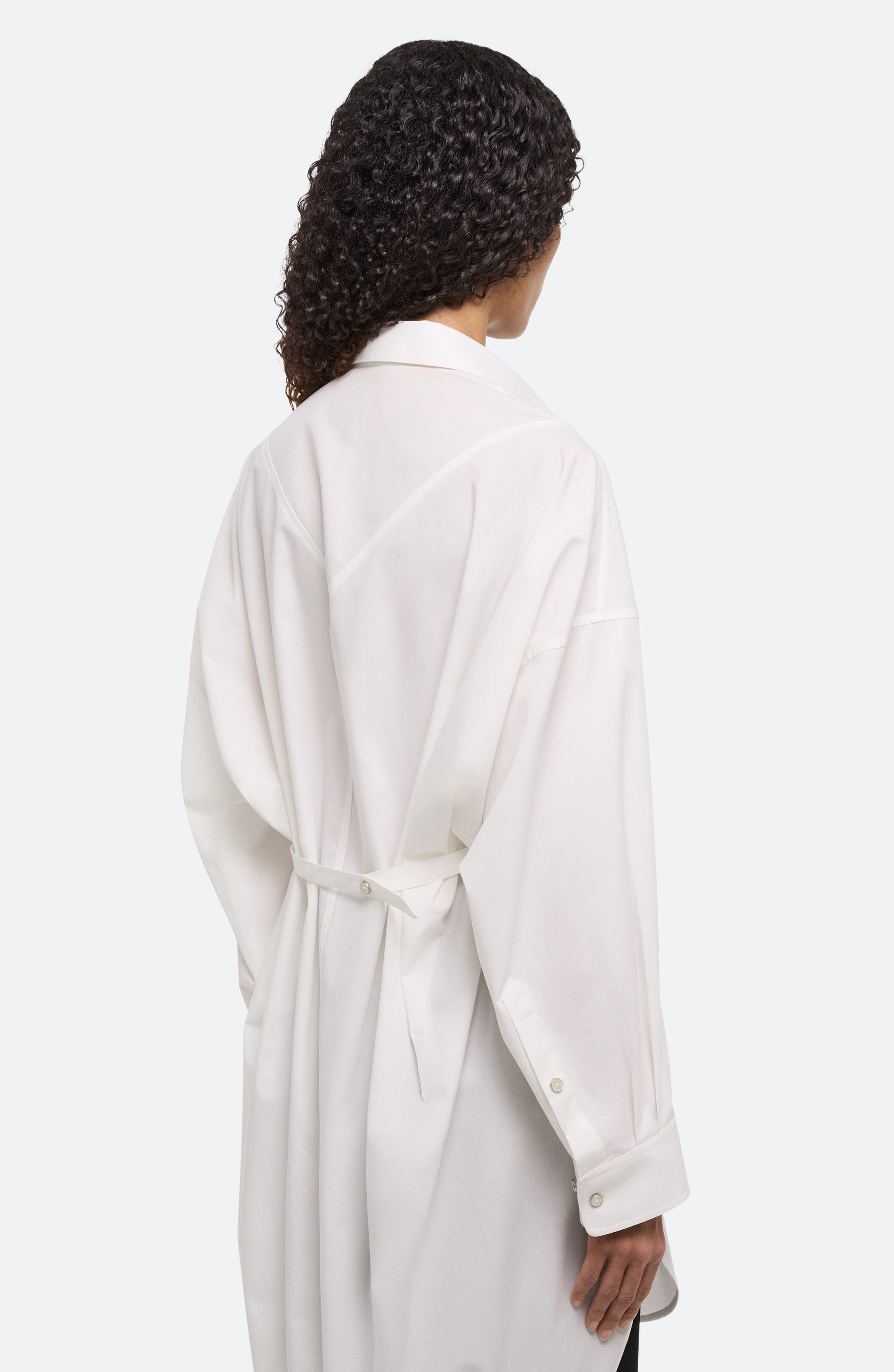 Helmut Lang Long Sleeve Cotton Mini Shirtdress in White - 5