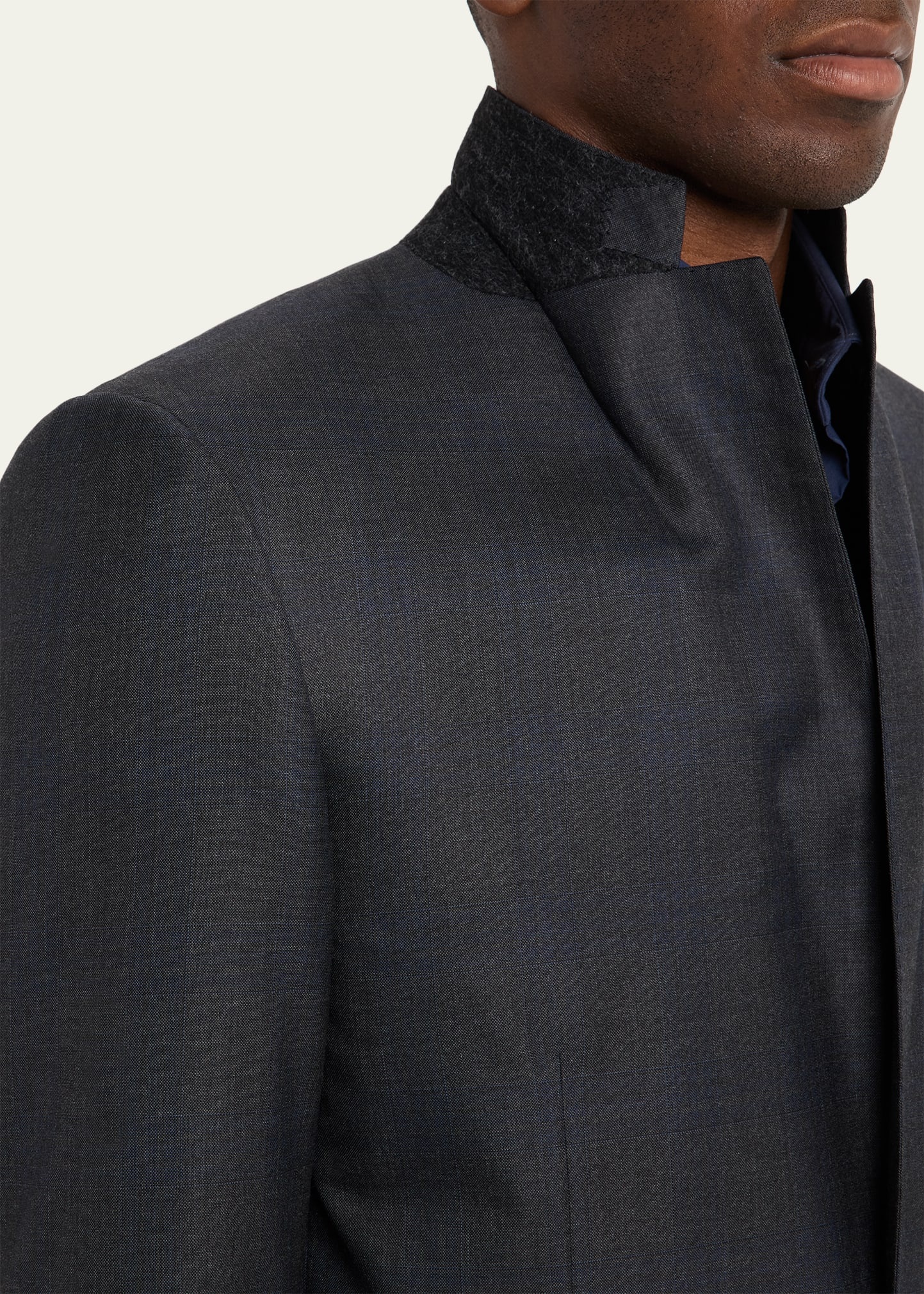 Men's Wool and Silk Tonal Check Two-Piece Suit - 6