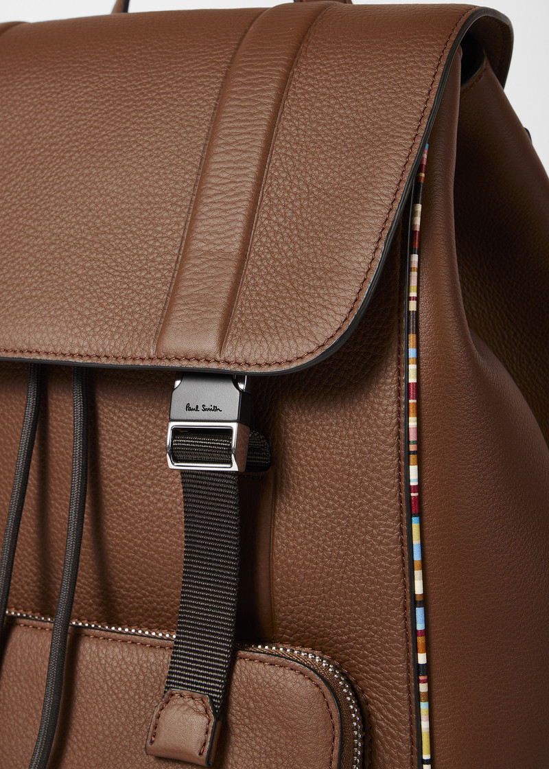Brown Leather Flap Backpack 5