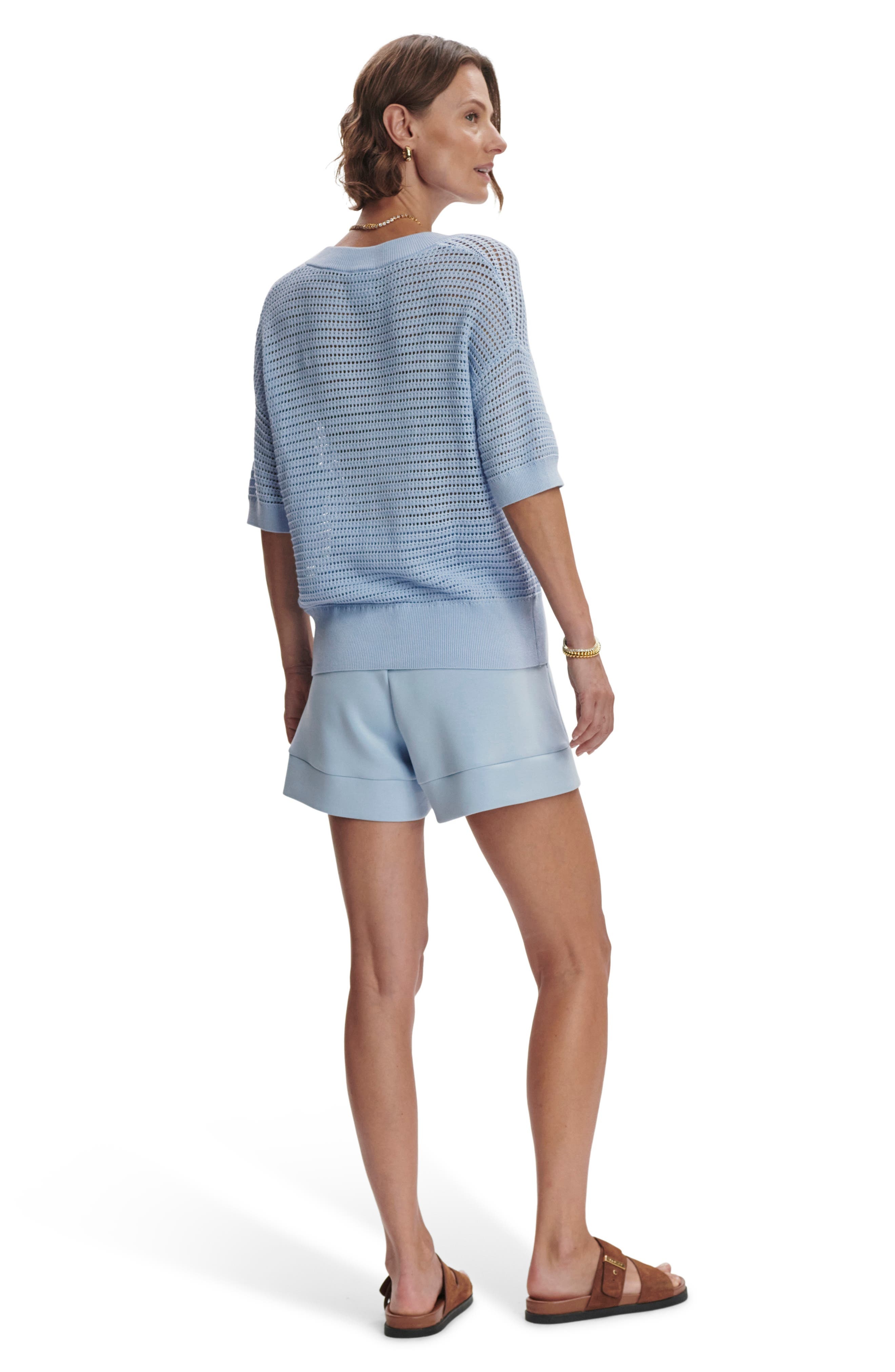 Varley Callie Sheer Knit Cotton Top in Cashmere Blue at Nordstrom - 5