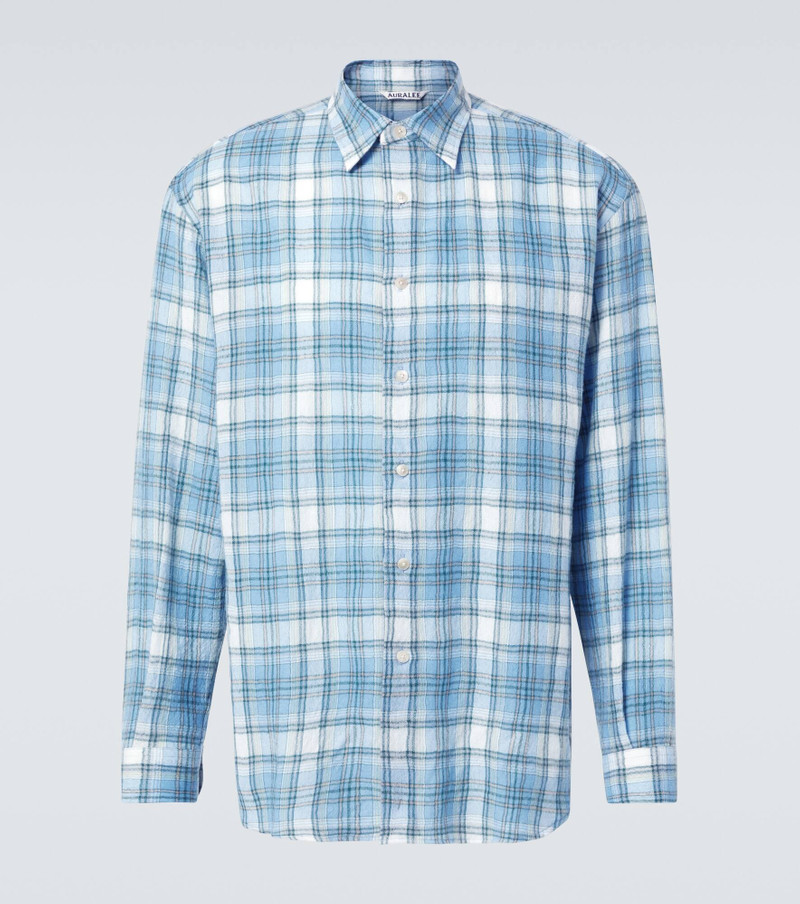 Airy checked wool shirt - 1