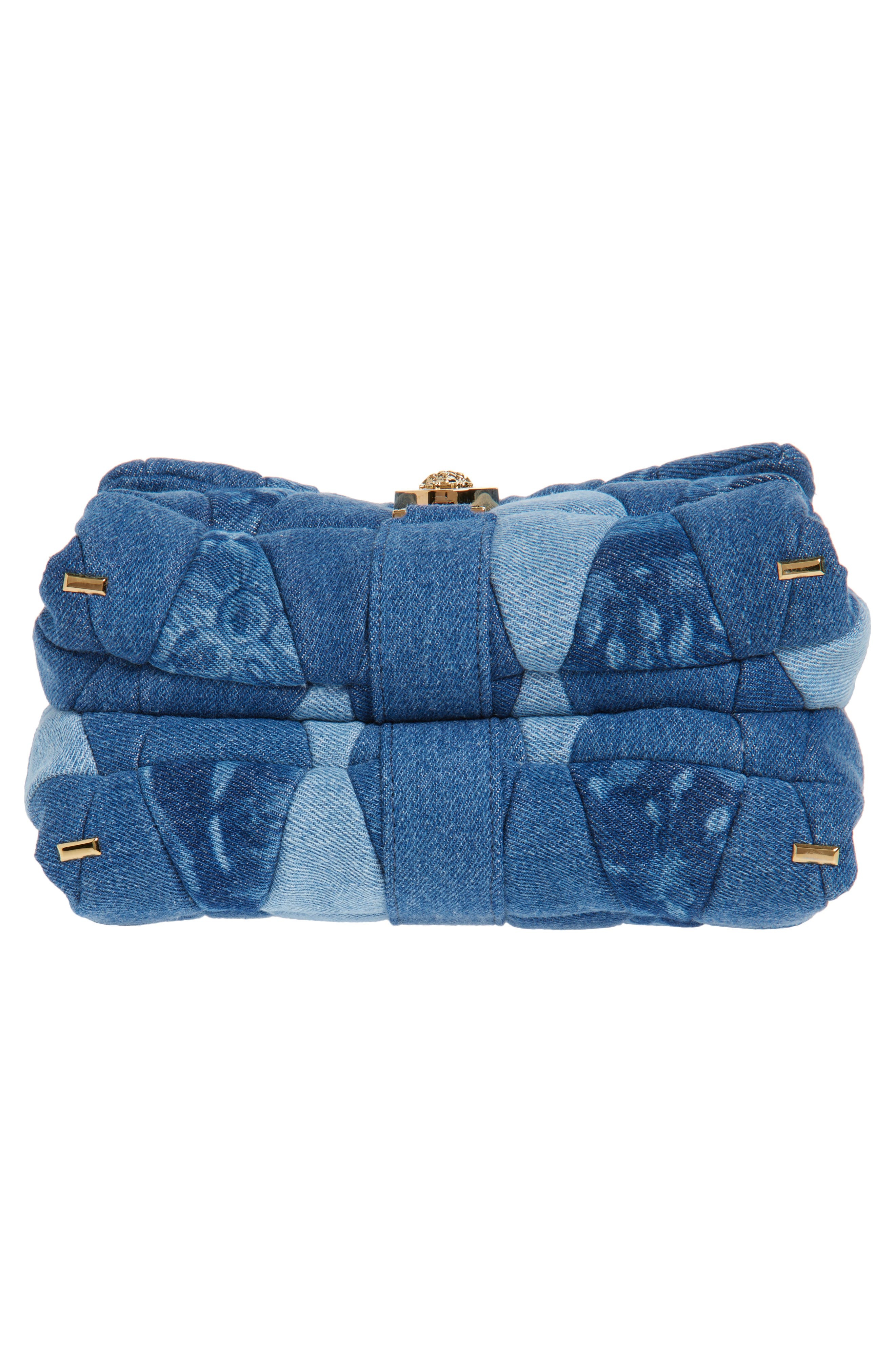 Versace Medusa 95 Quilted Patchwork Denim Shoulder Bag in Blue Versace Gold at Nordstrom - 7