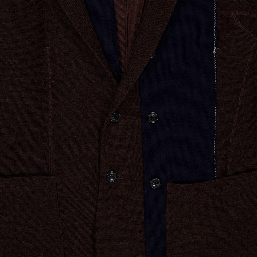 Kolor Men's Brown Patchwork-Design Wool Blazer - 5