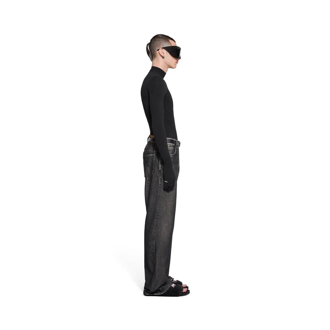 Denim Trompe L'œil Pants in Black - 3