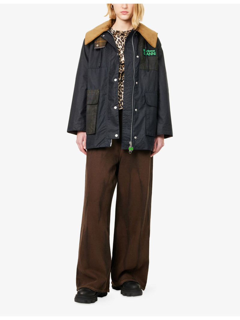 Barbour Barbour x Ganni Hooded Waxed Cotton Duffle Jacket outlook