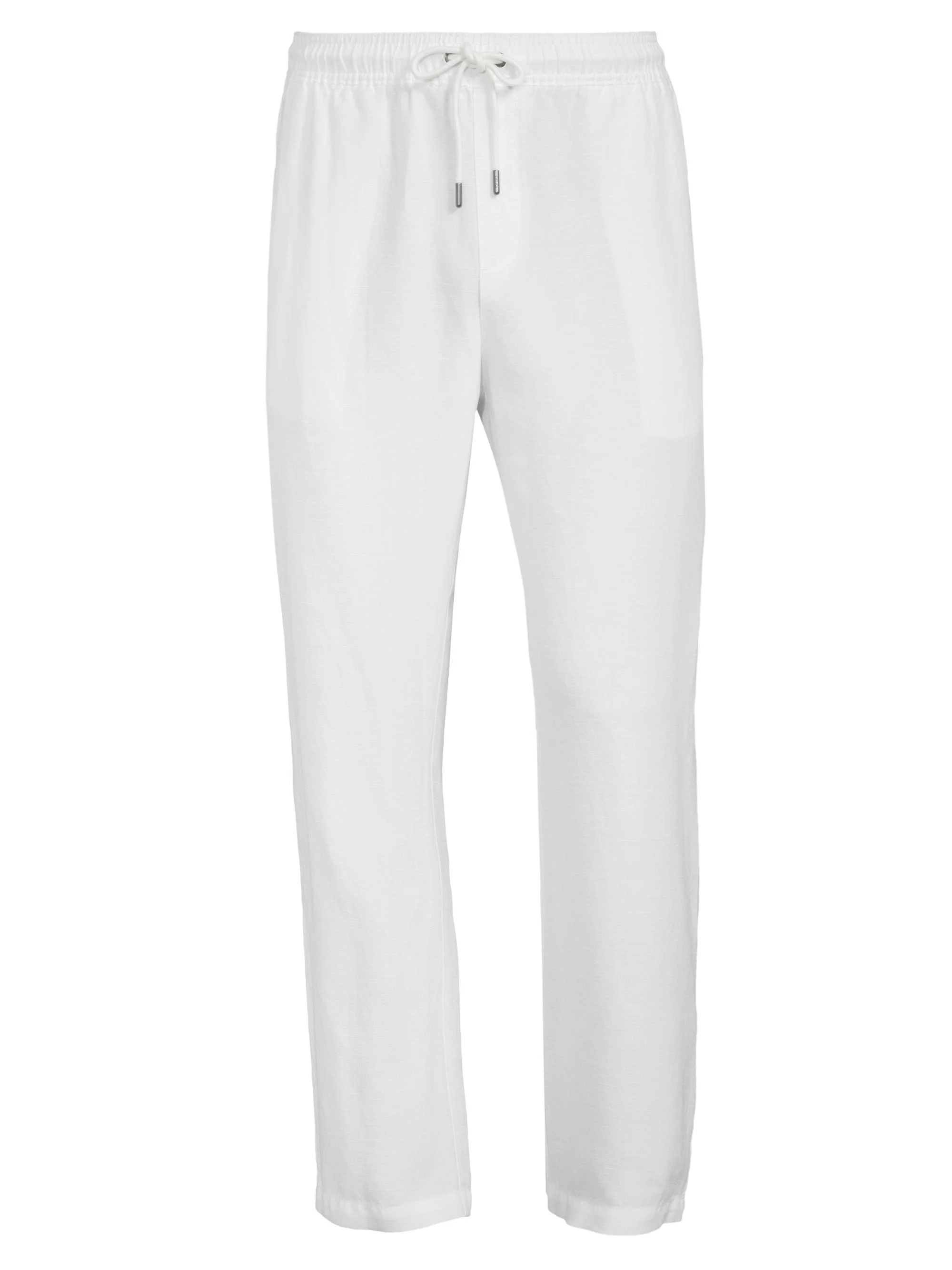 Men's Linen-Blend Drawstring Pants - White - 1