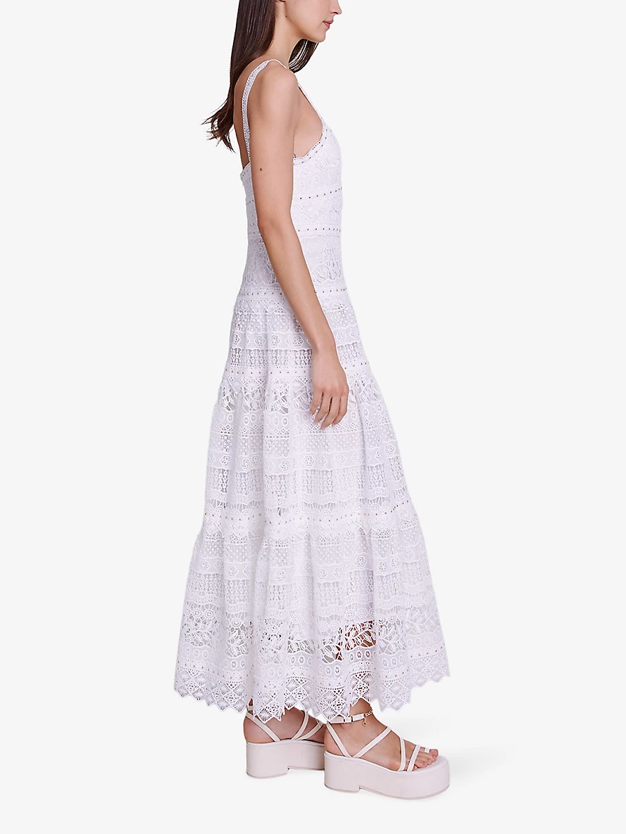 Openwork guipure crochet-knitted maxi dress - 3