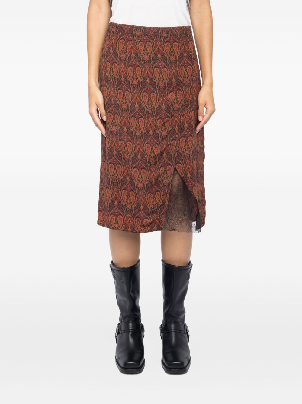 paisley-print straight skirt - 4