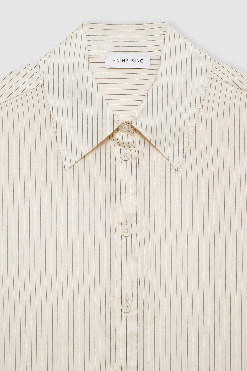 Bridget Shirt - Ivory And Black Pinstripe - 4