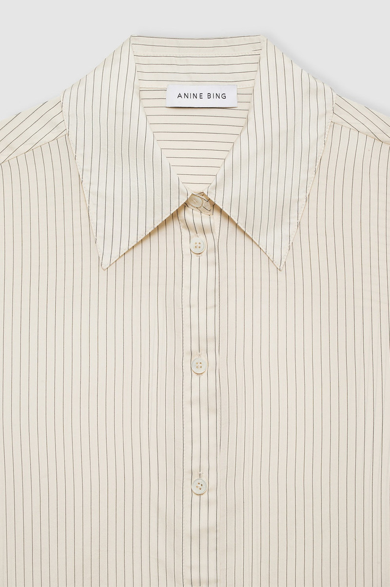 Bridget Shirt - Ivory And Black Pinstripe 4