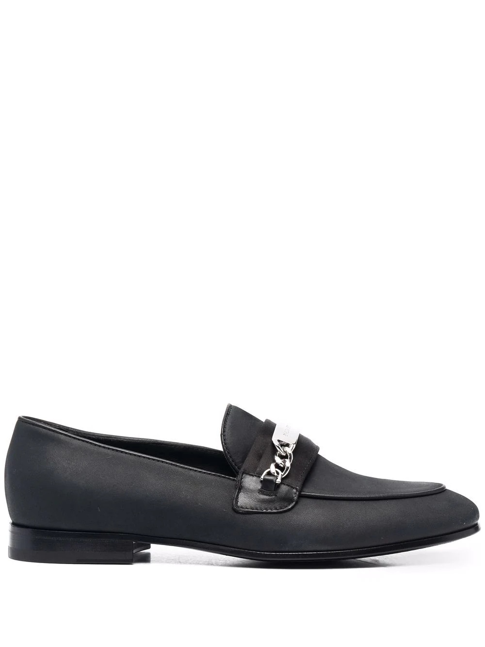 chain-embellished leather loafers - 1