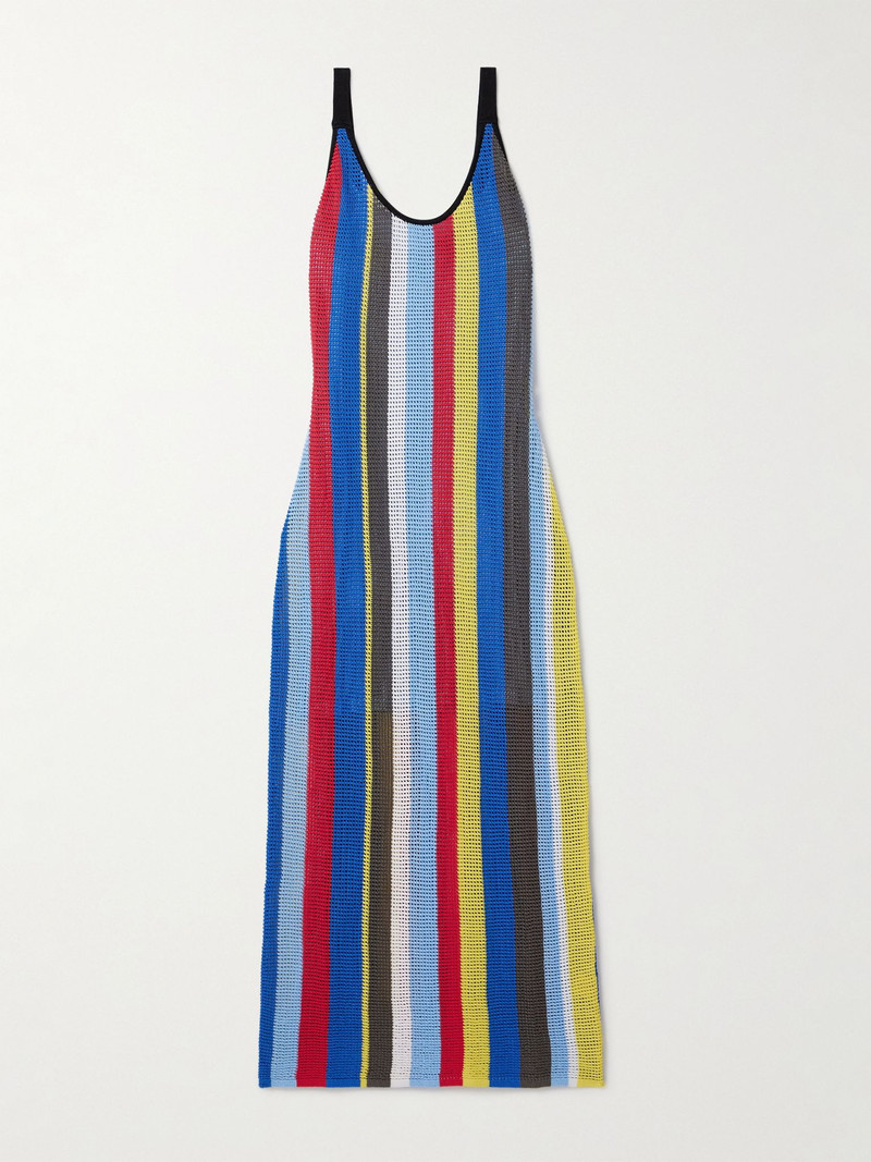Jessica striped crocheted cotton midi dress Multi 1