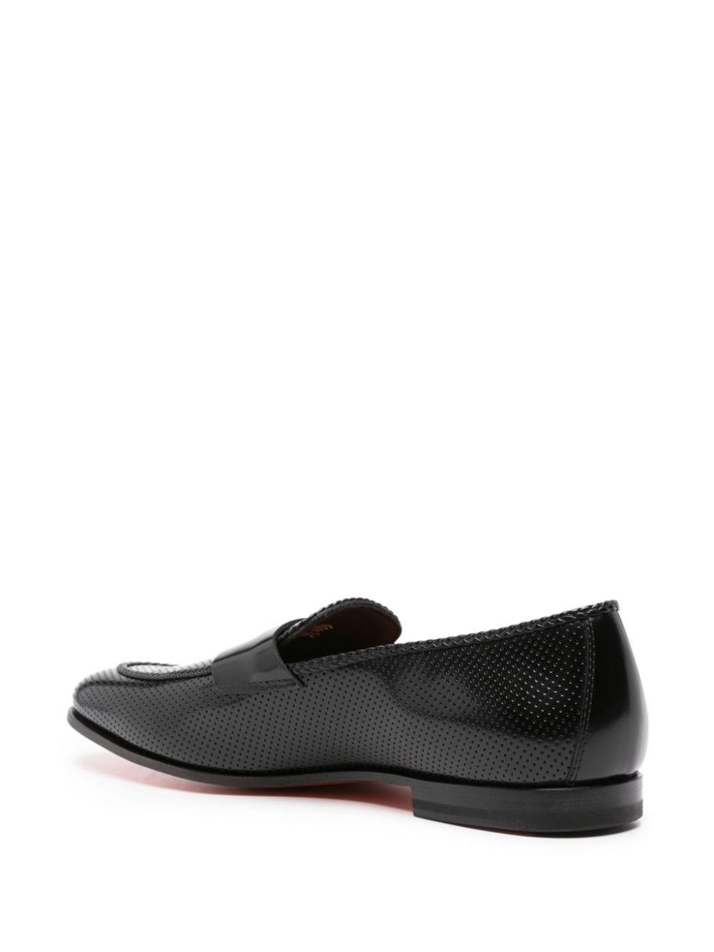 perforated leather penny loafers - 3