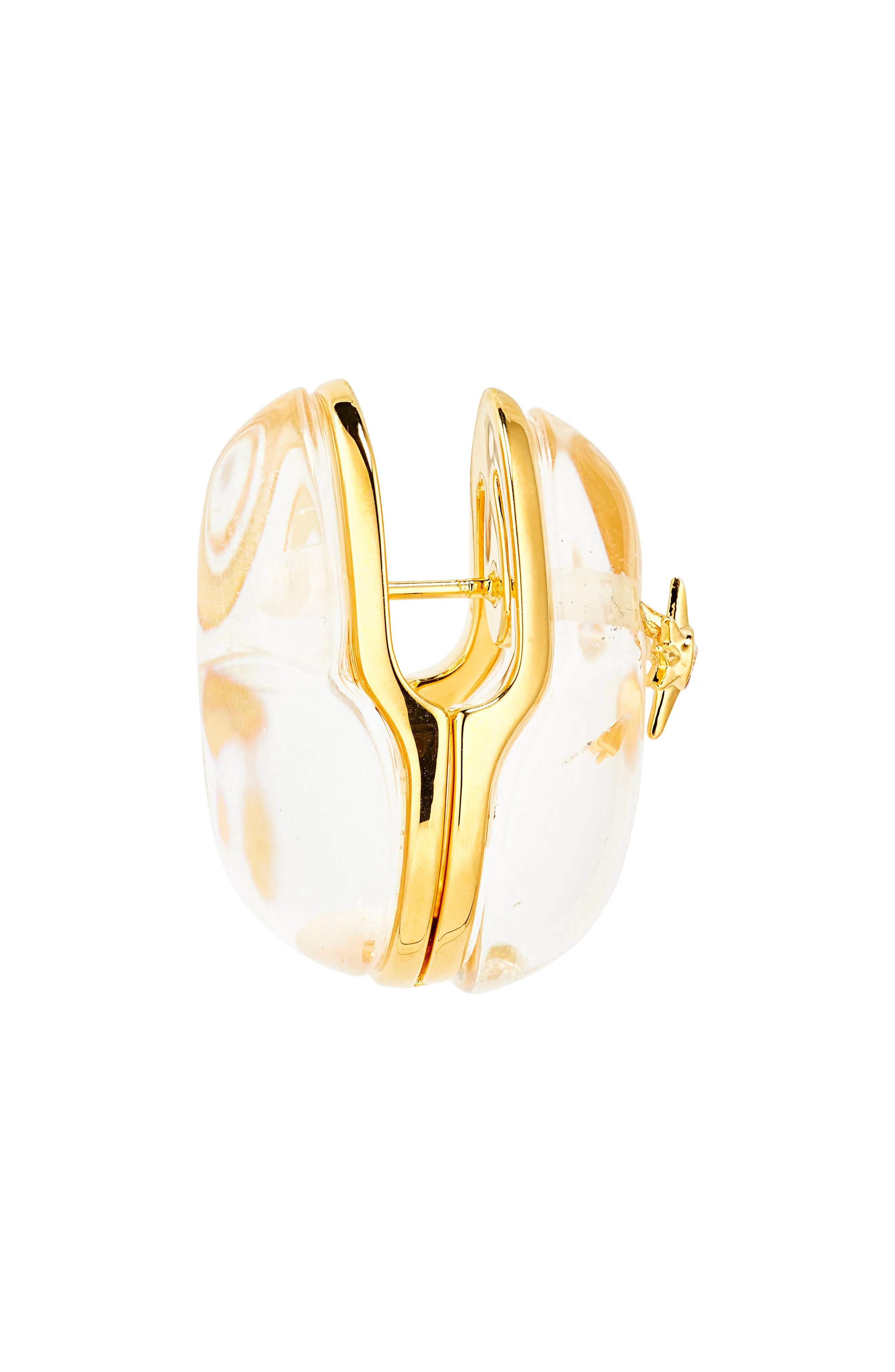 Crystal Pebble Earrings in Gold/Transparent Quartz - 4