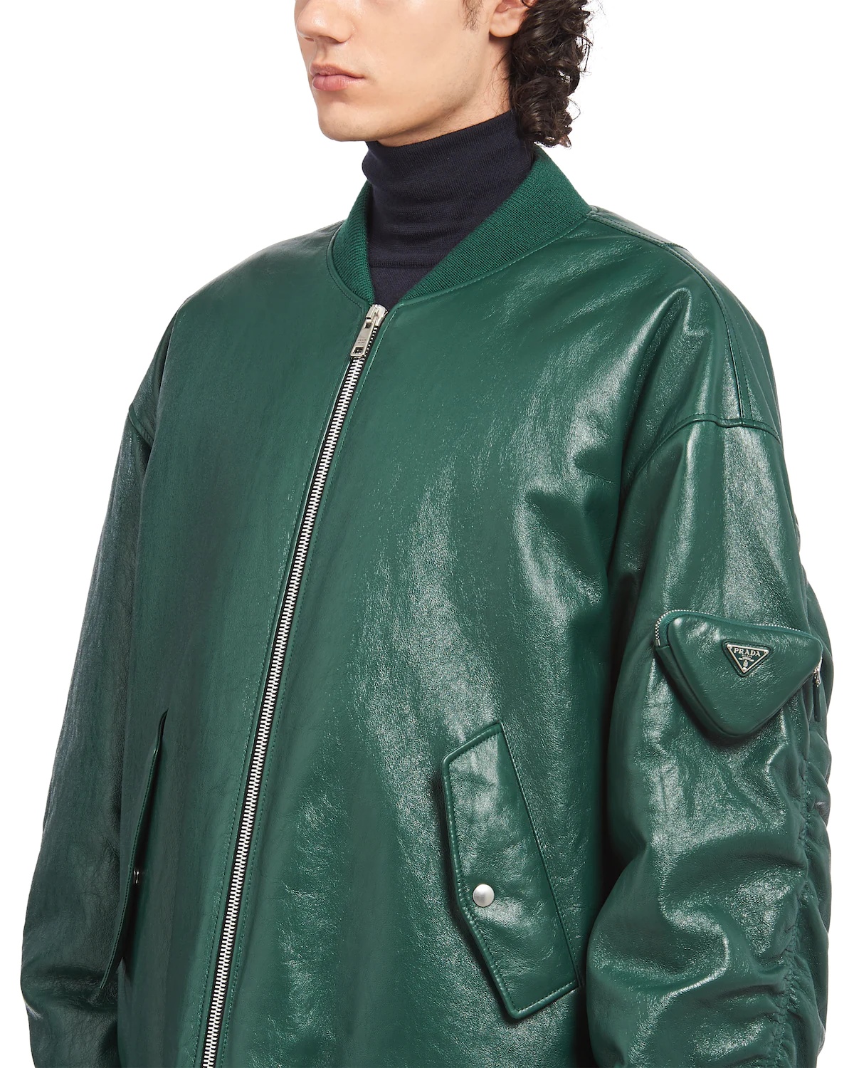 Oversized nappa leather bomber jacket - 5