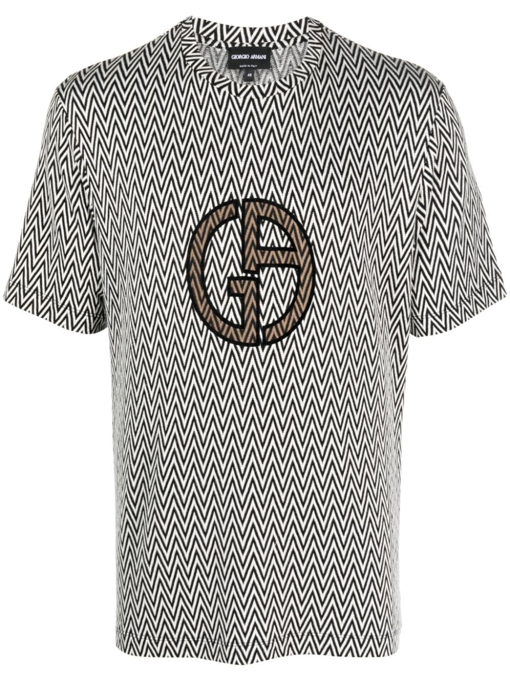 logo-embroidered zigzag T-shirt - 1