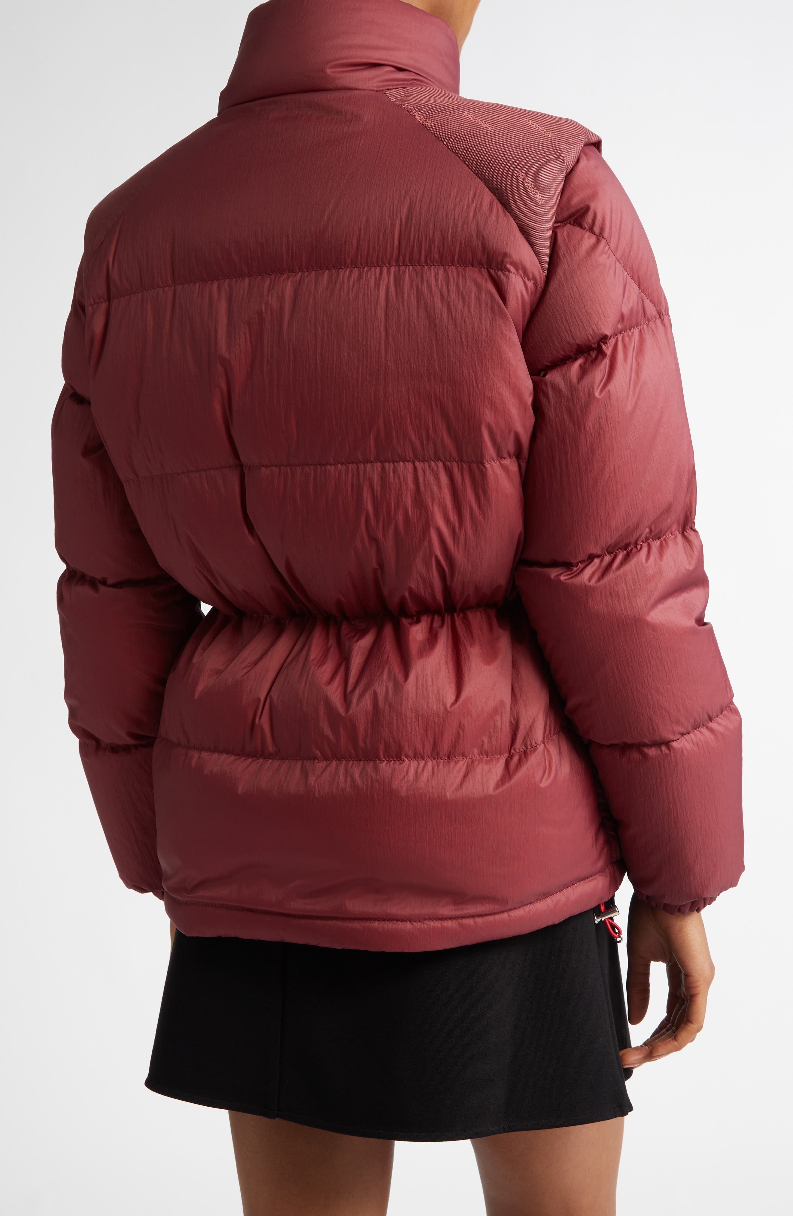 Moncler Verone Convertible Down Puffer Jacket in Dark Red at Nordstrom - 3